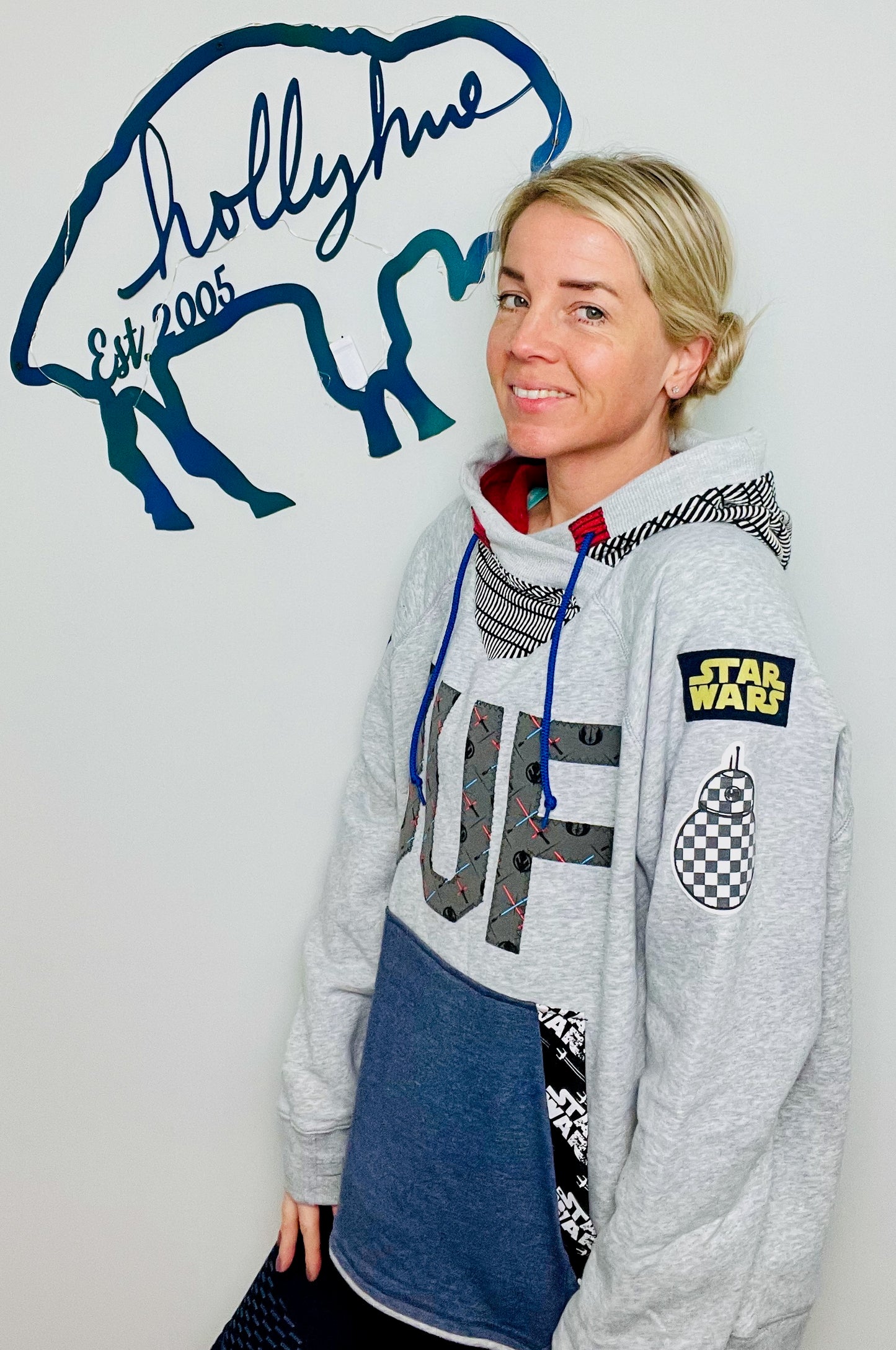 Grey Buffalo Meets StarWars Hoodie Size- Unisex L/XL
