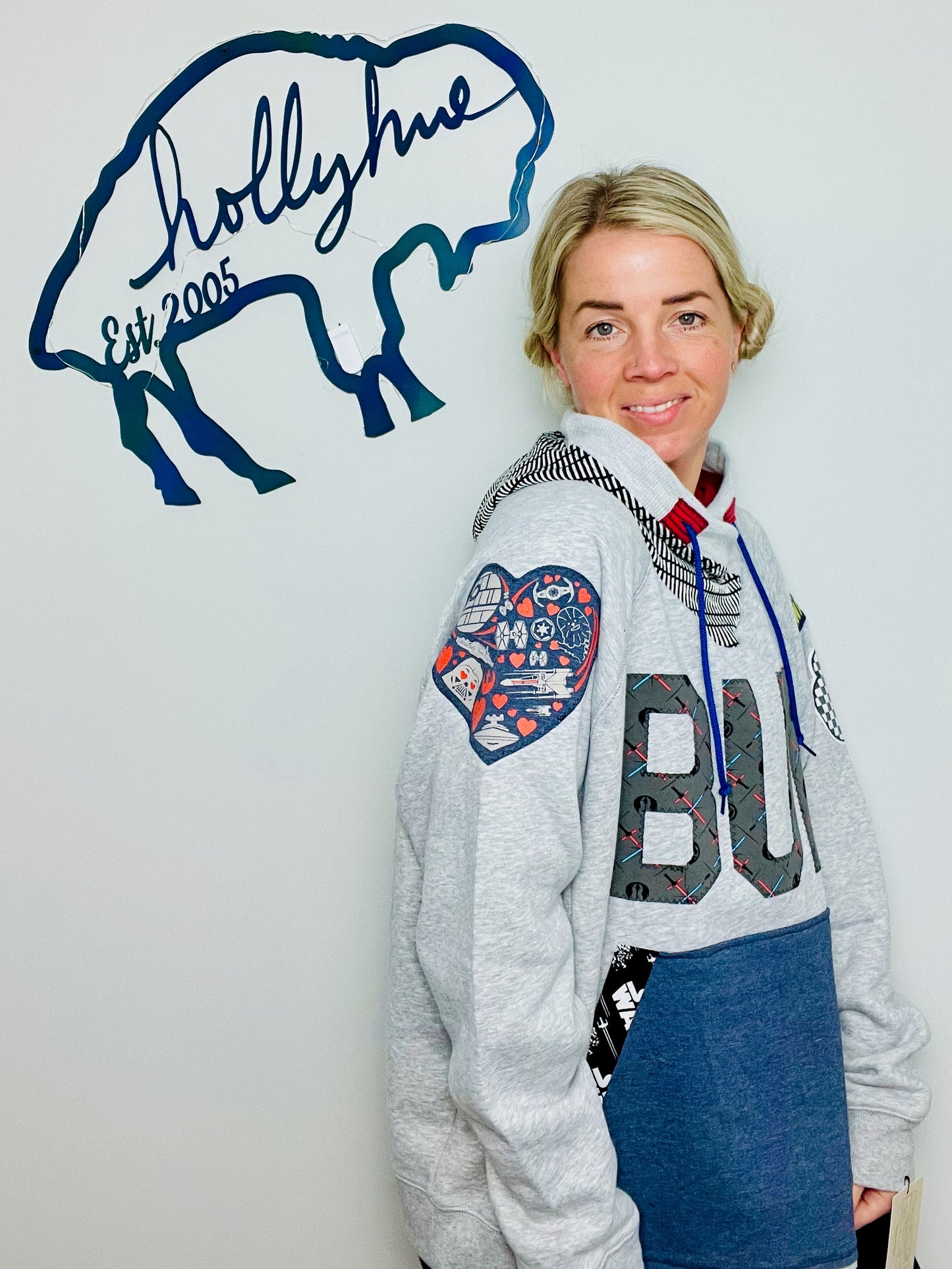Grey Buffalo Meets StarWars Hoodie Size- Unisex L/XL
