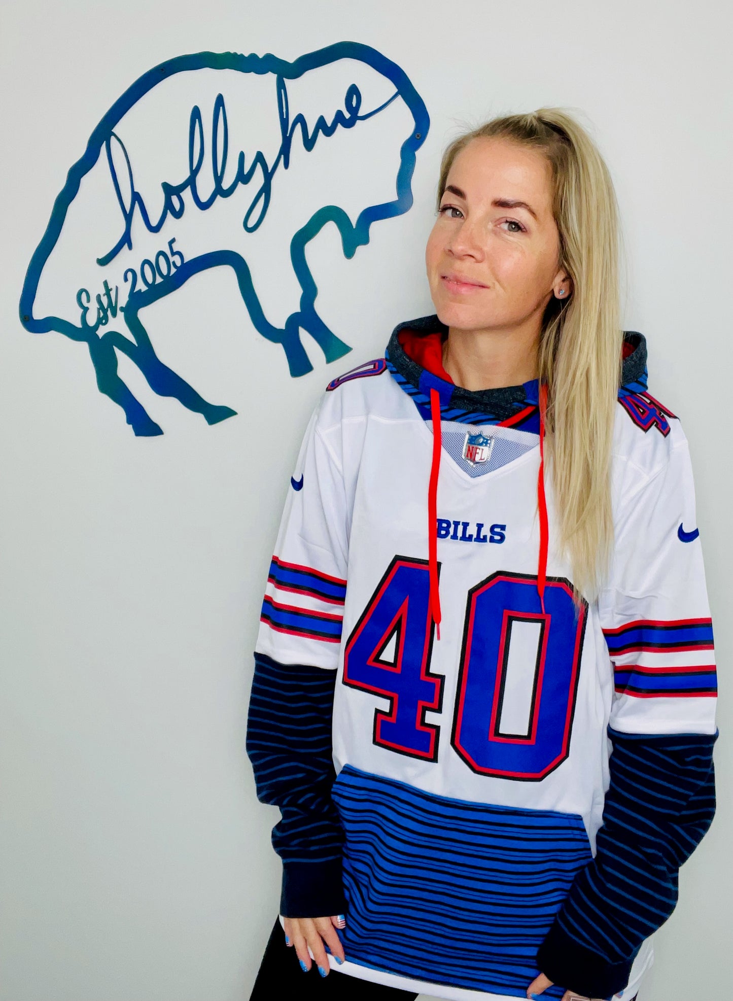 White #40 Jersey Hoodie Size- Unisex M