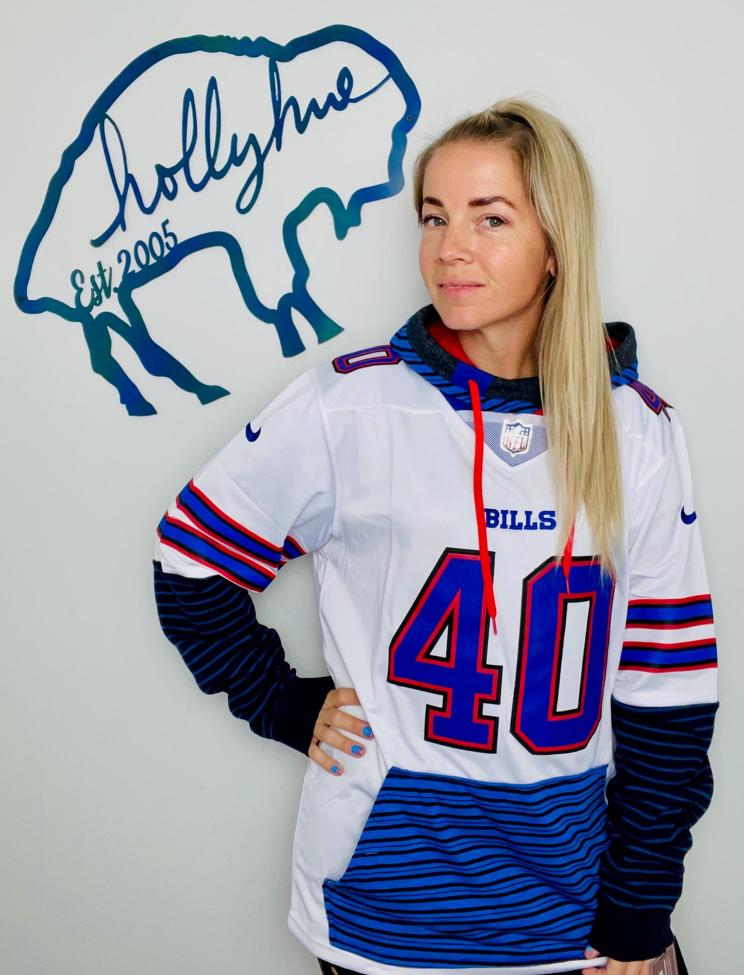 White #40 Jersey Hoodie Size- Unisex M