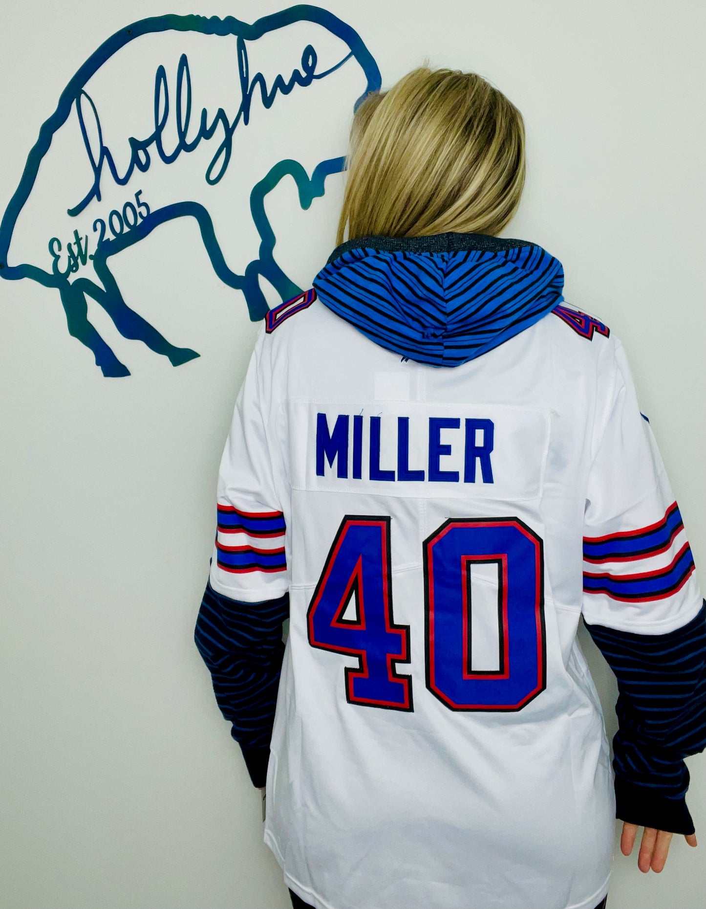 White #40 Jersey Hoodie Size- Unisex M