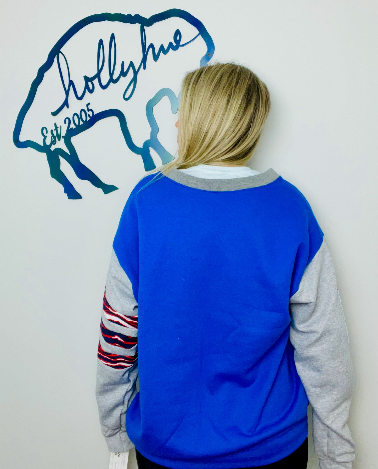 Royal Blue BUF With Zubaz Crewneck Size-Unisex M/L