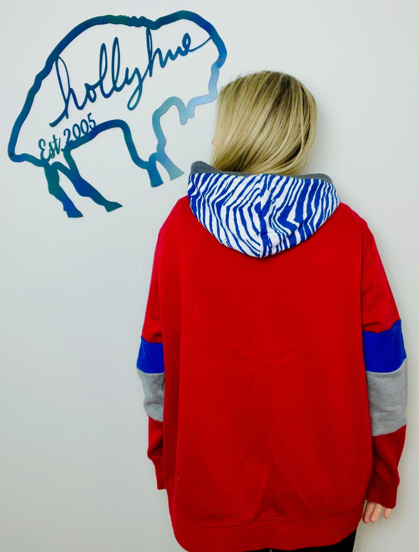 Red With Blue Zubaz Hoodie Size- Unisex L/XL