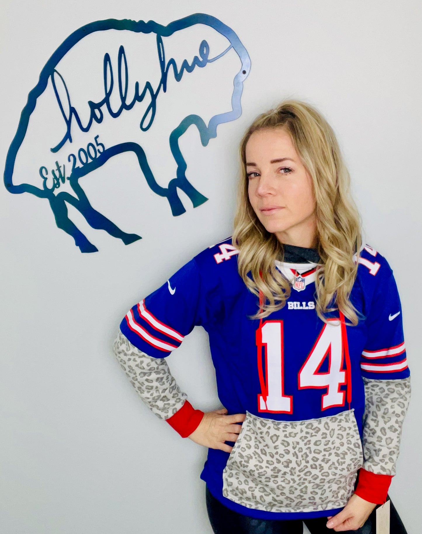 Diggs Lepoard and Blue Jersey Hoodie Size- Women's M/L