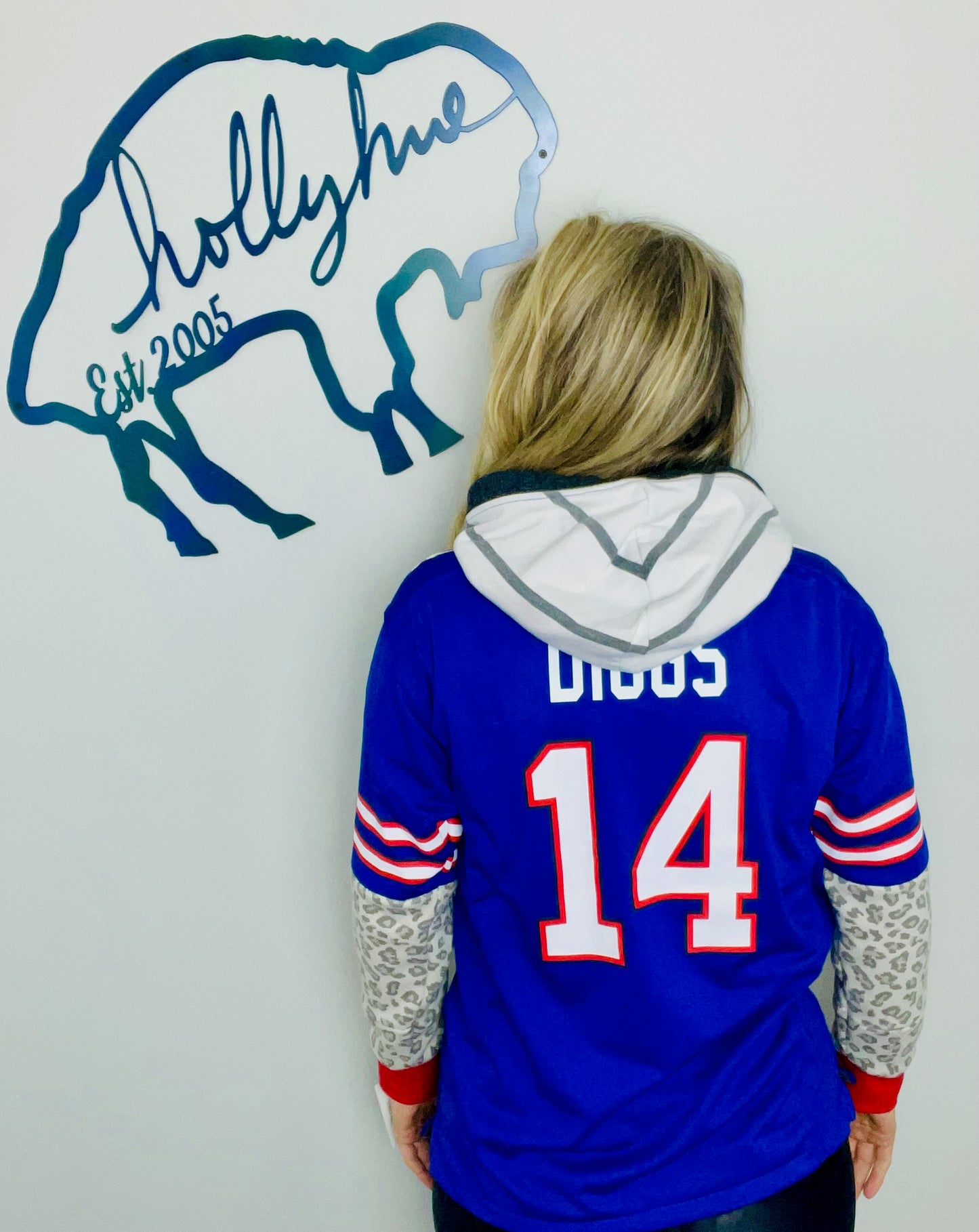 Diggs Lepoard and Blue Jersey Hoodie Size- Women's M/L