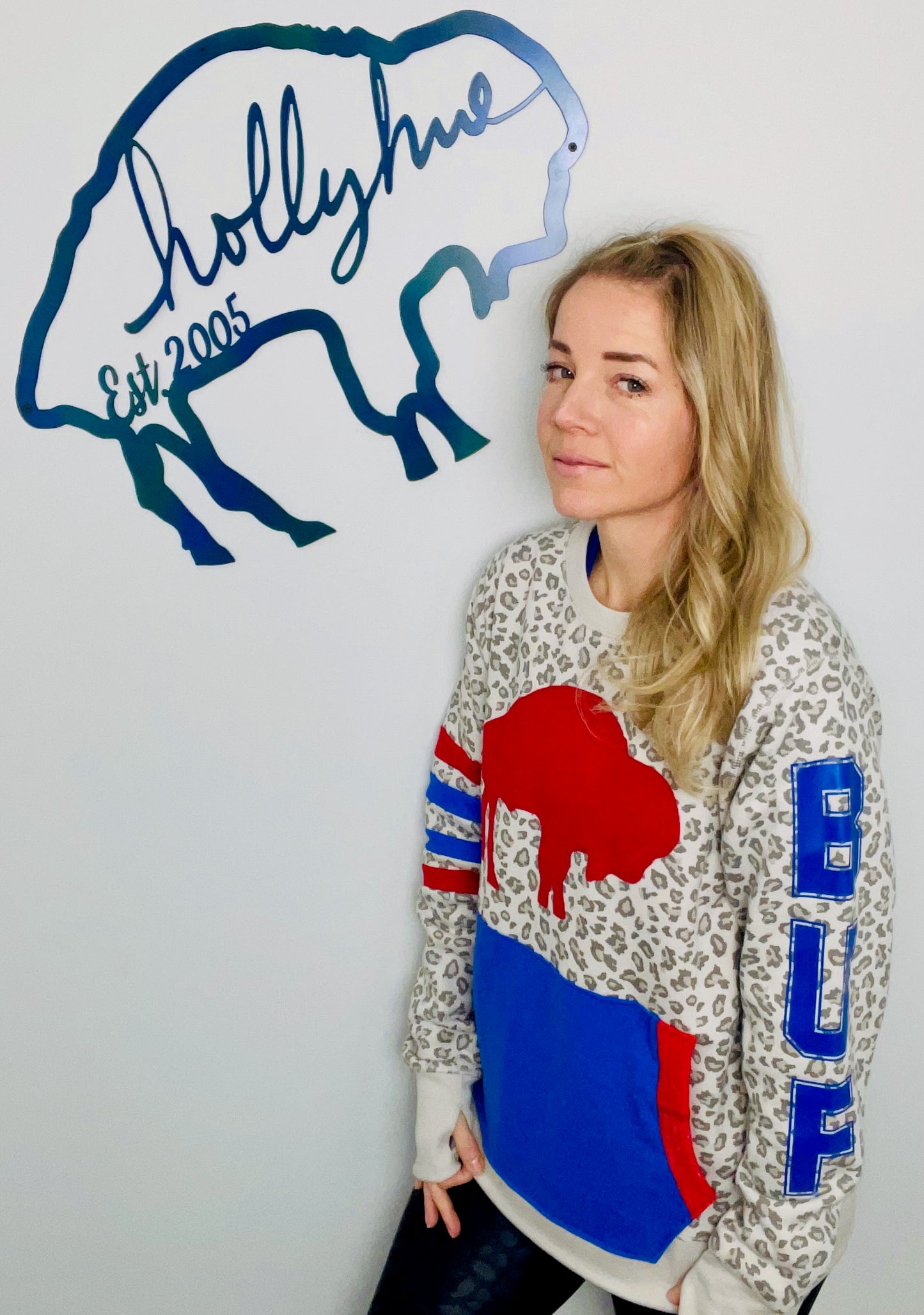 Grey Leopard Throwback Buffalo Crewneck Size- Women’s M/L