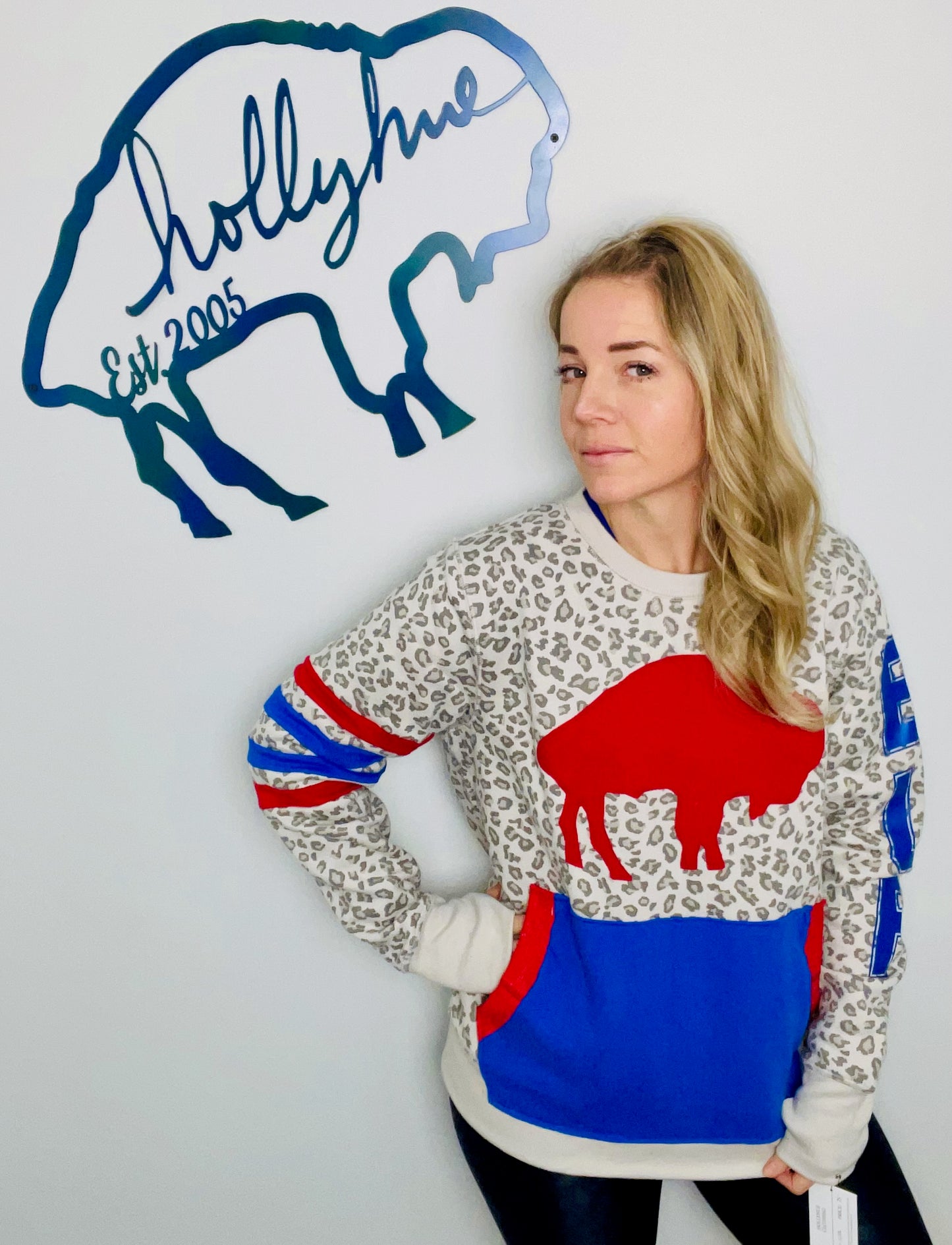 Grey Leopard Throwback Buffalo Crewneck Size- Women’s M/L