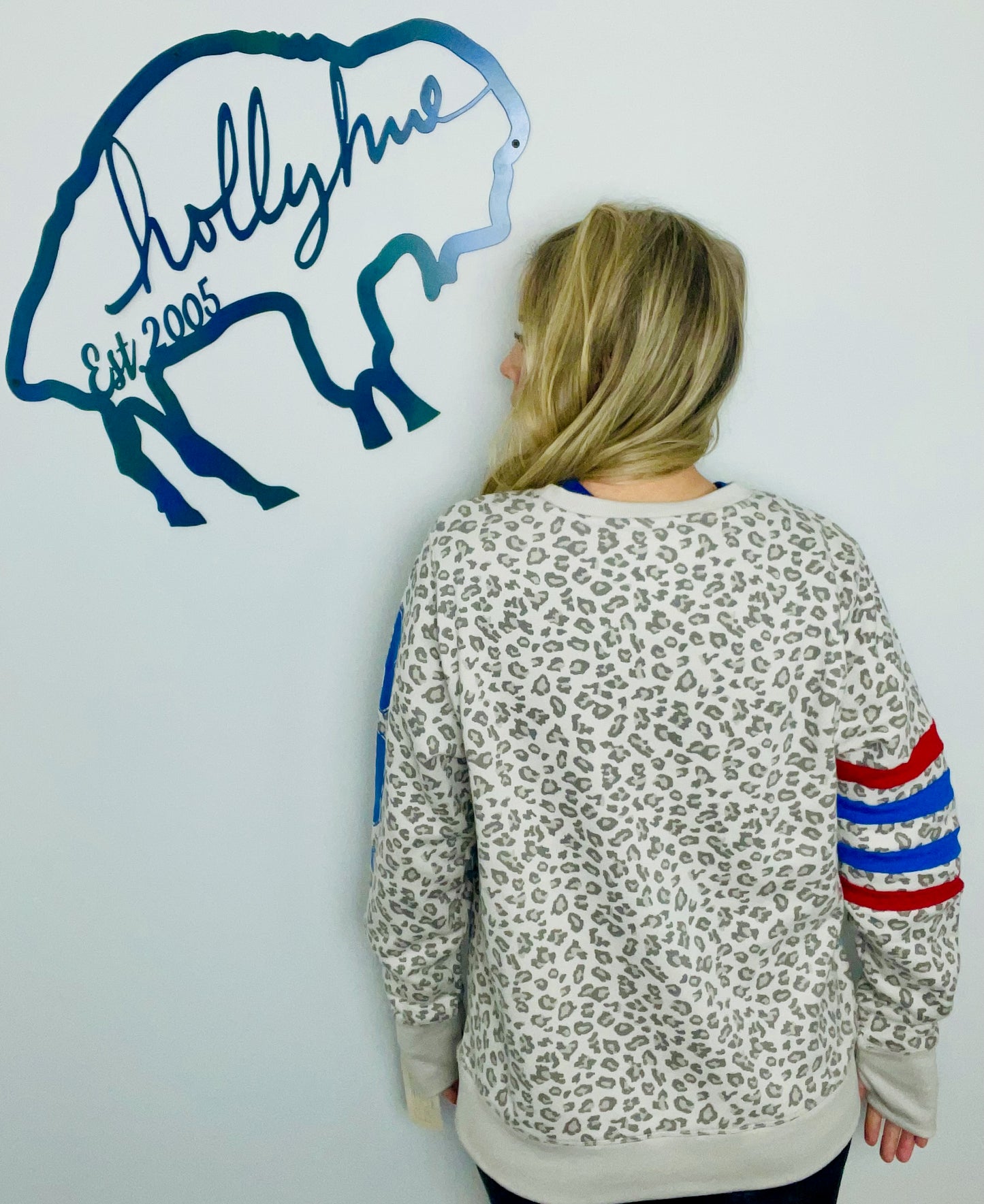 Grey Leopard Throwback Buffalo Crewneck Size- Women’s M/L