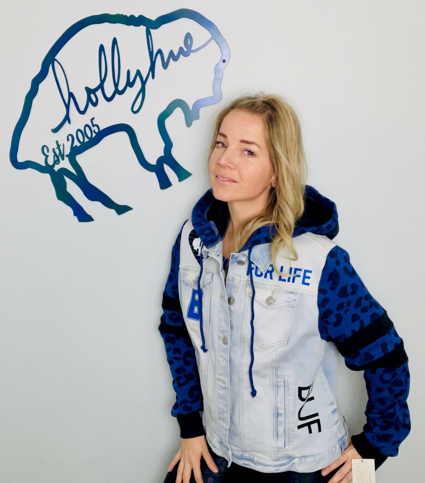Blue Leopard Denim Buffalo Jacket Size- Women's XL/2X