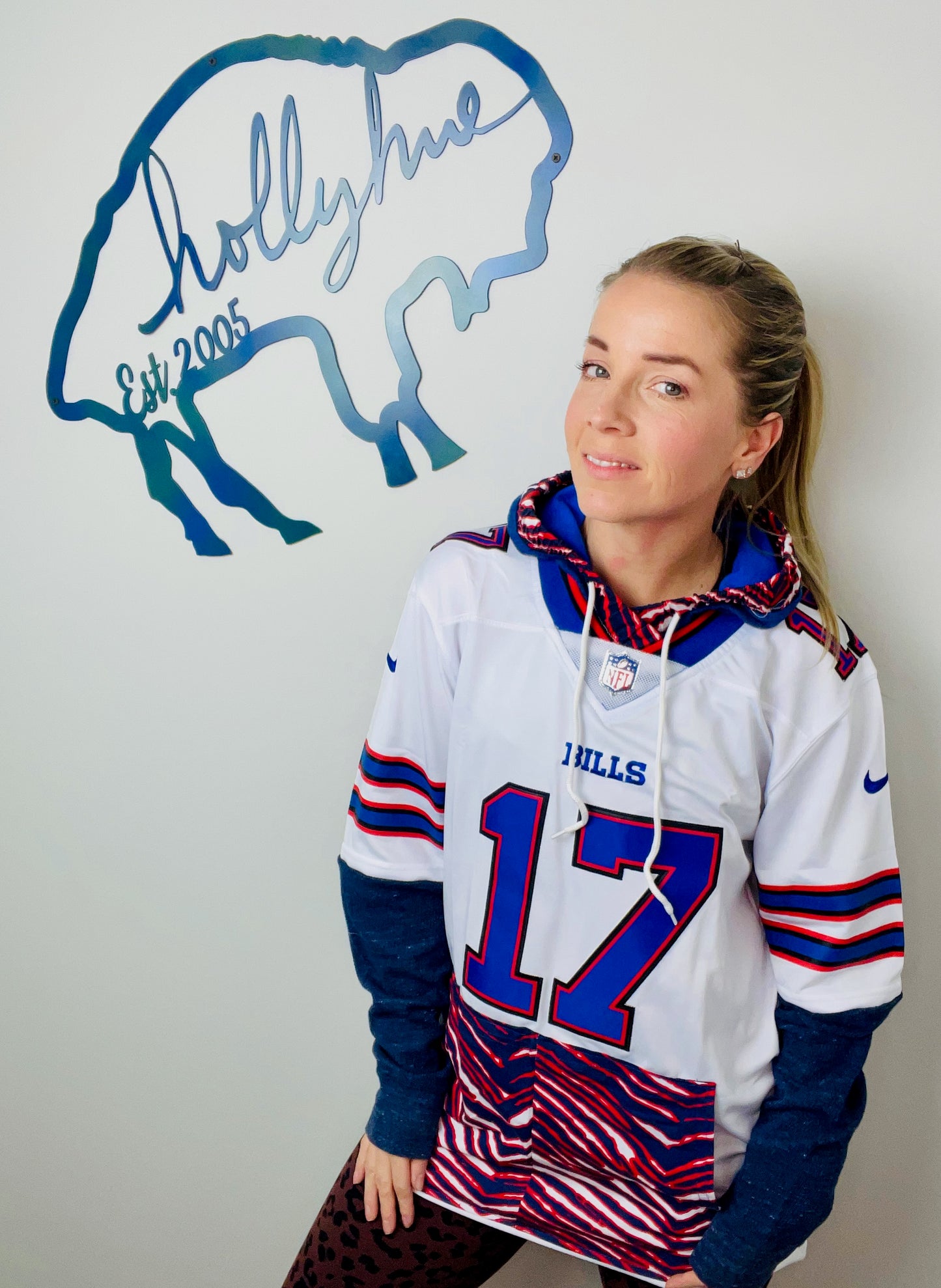 White #17 Allen Jersey With Zubaz Hooded Jersey Size- Unisex S