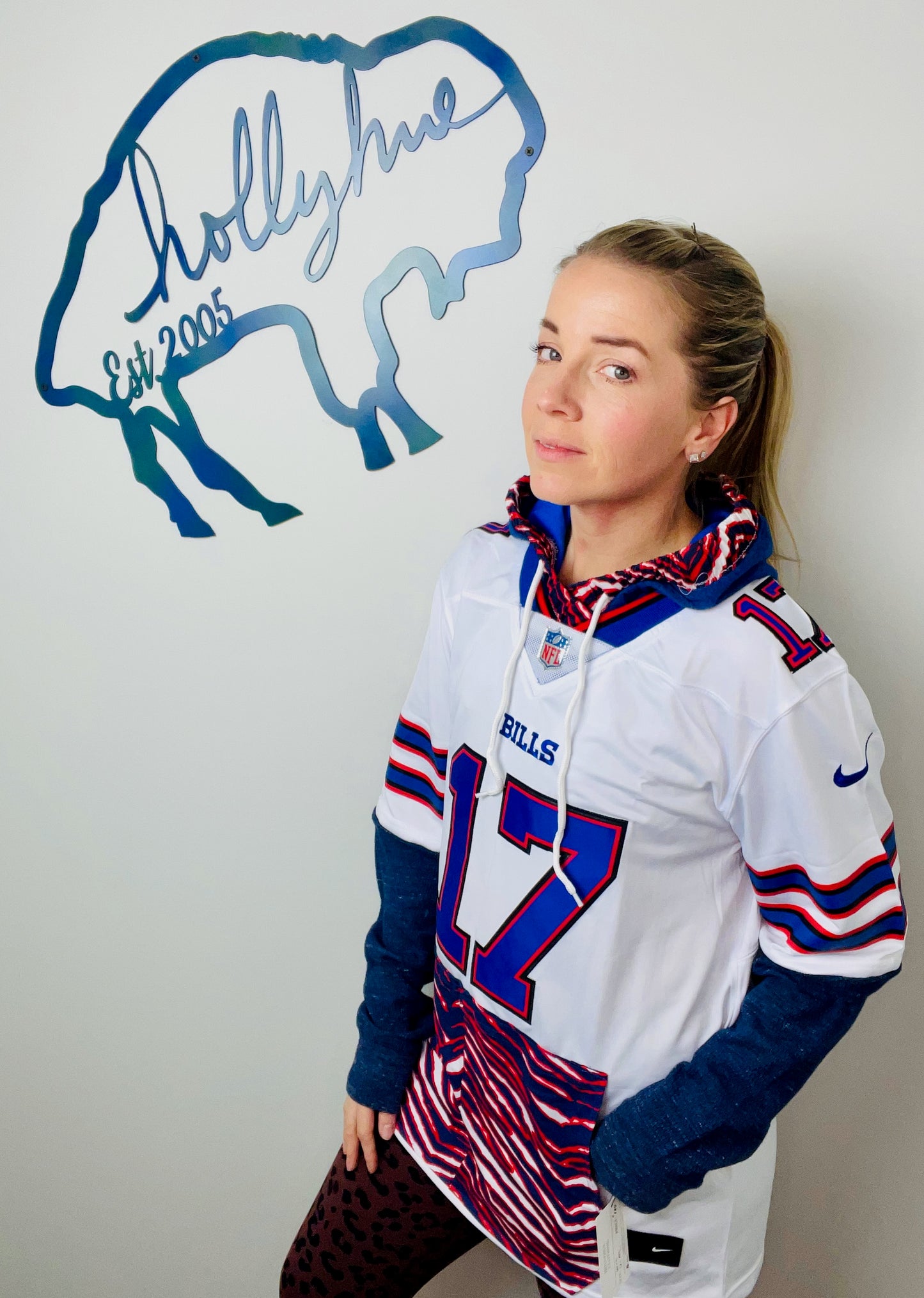 White #17 Allen Jersey With Zubaz Hooded Jersey Size- Unisex S
