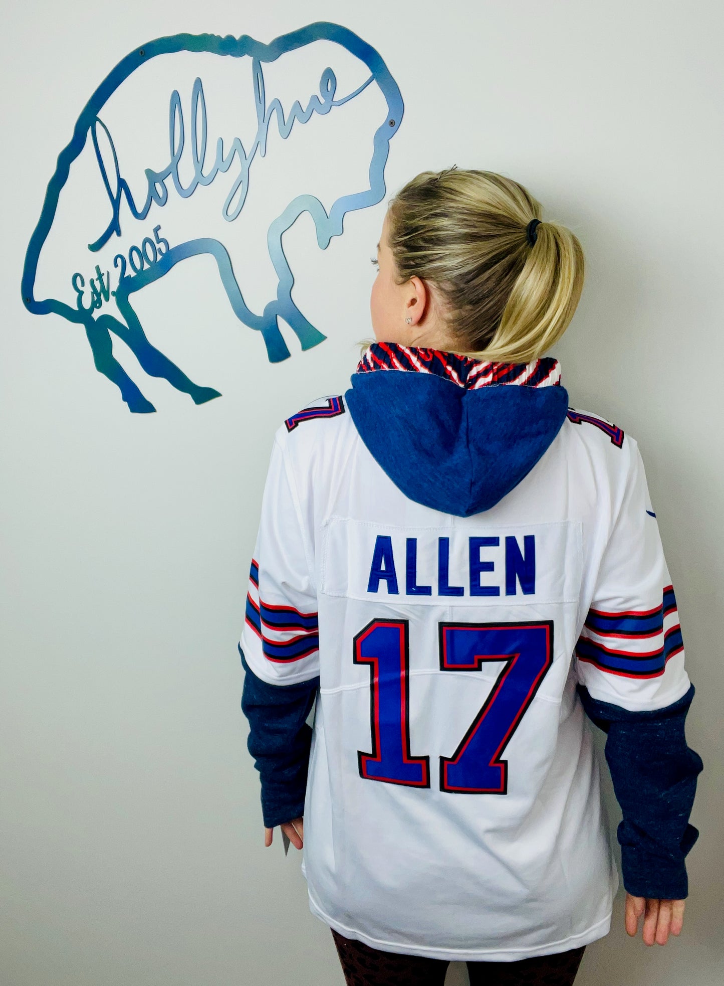 White #17 Allen Jersey With Zubaz Hooded Jersey Size- Unisex S