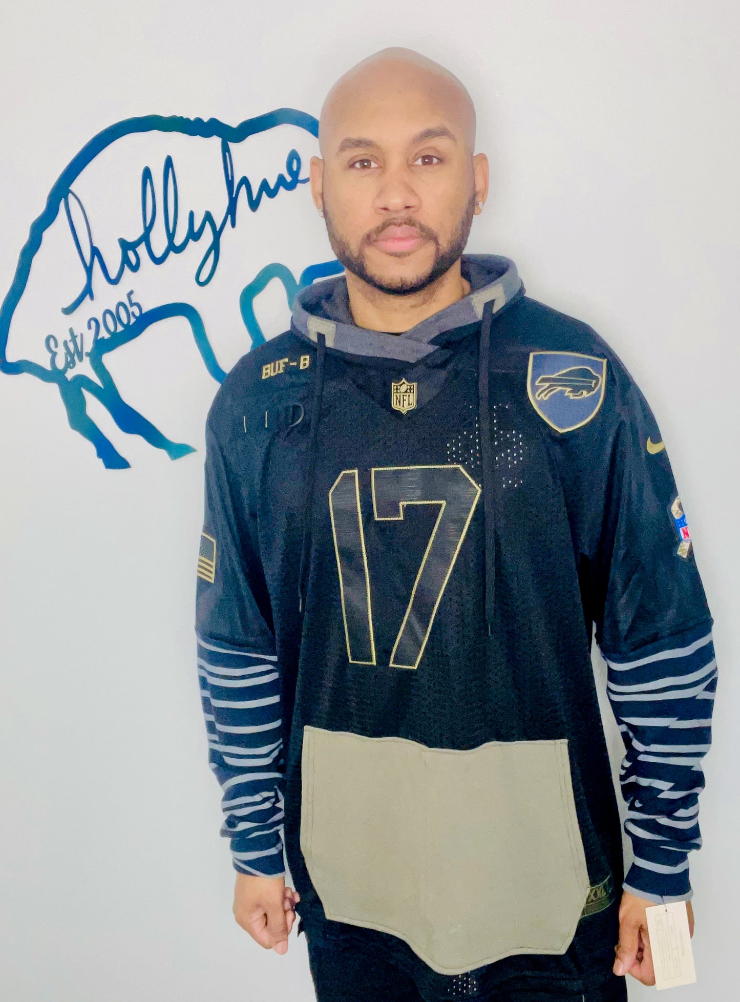 Salute To Service Black #17 Allen Jersey Hoodie Size- Unisex XXL