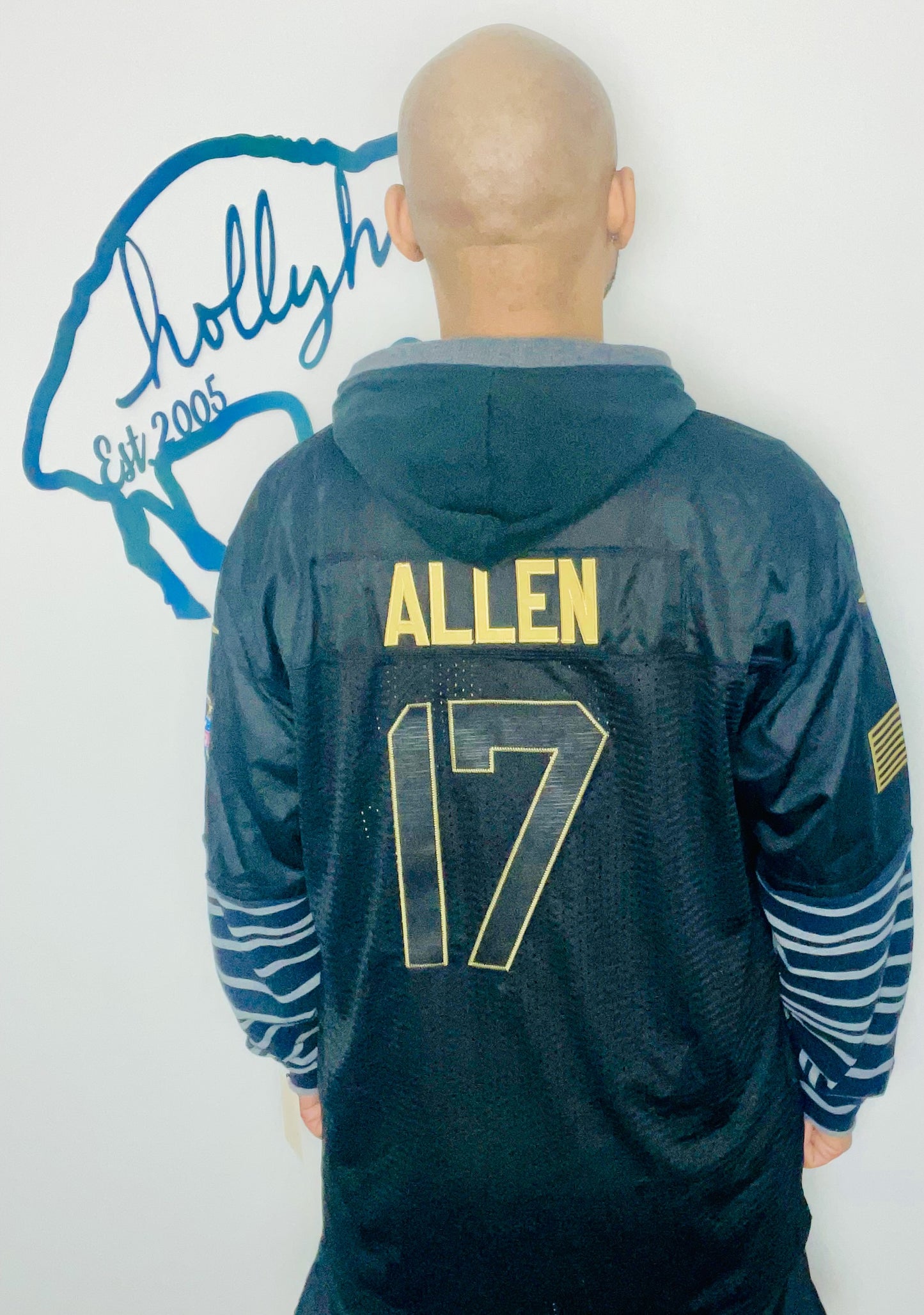 Salute To Service Black #17 Allen Jersey Hoodie Size- Unisex XXL