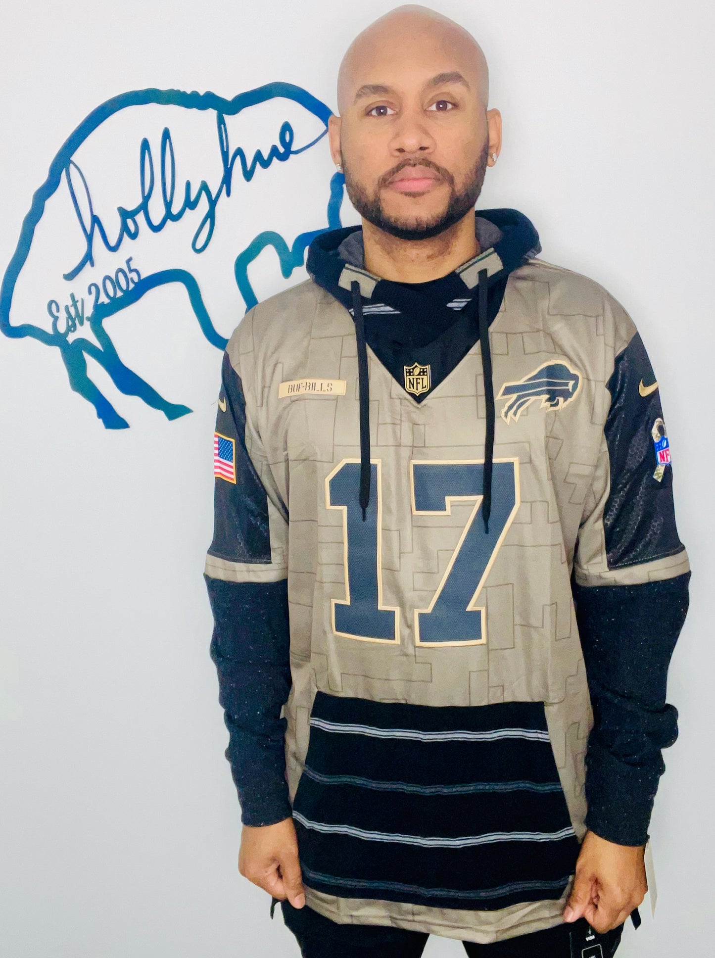 Salute To Service Khaki #17 Allen Jersey Hoodie Size- Unisex XXL