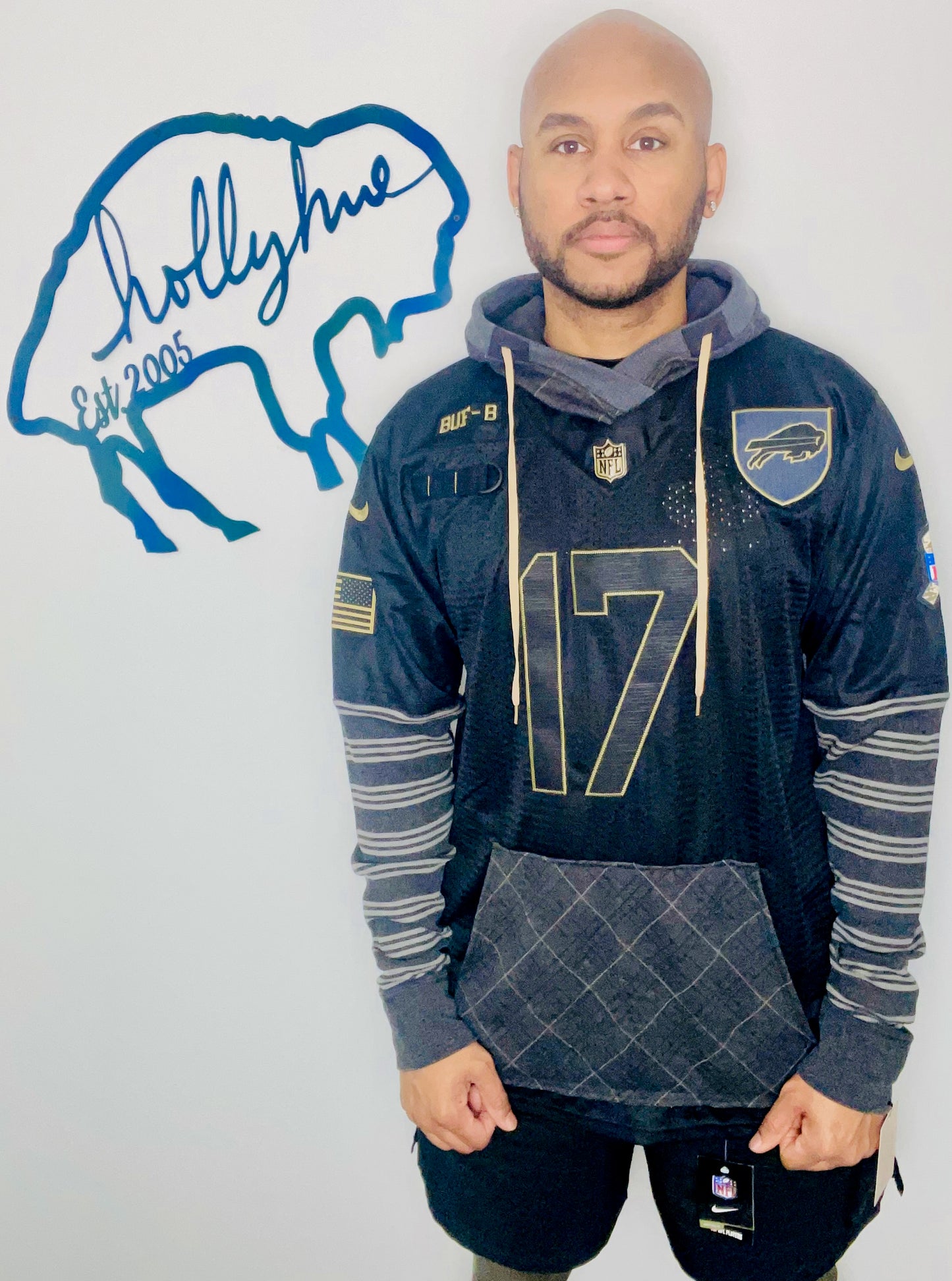 Salute To Service Black #17 Allen Jersey Hoodie Size- Unisex M