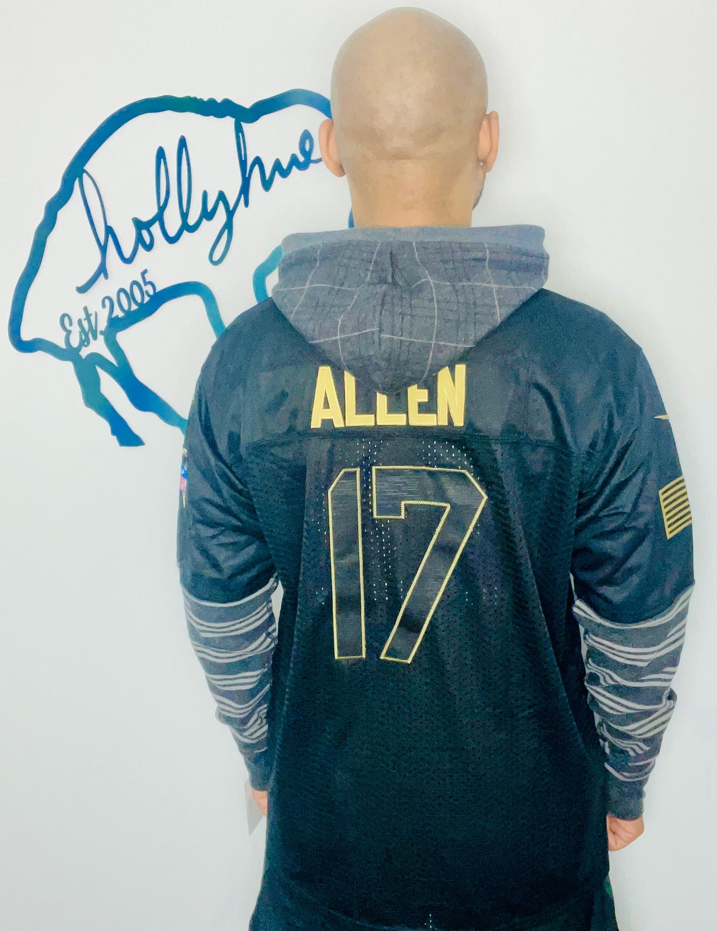 Salute To Service Black #17 Allen Jersey Hoodie Size- Unisex M