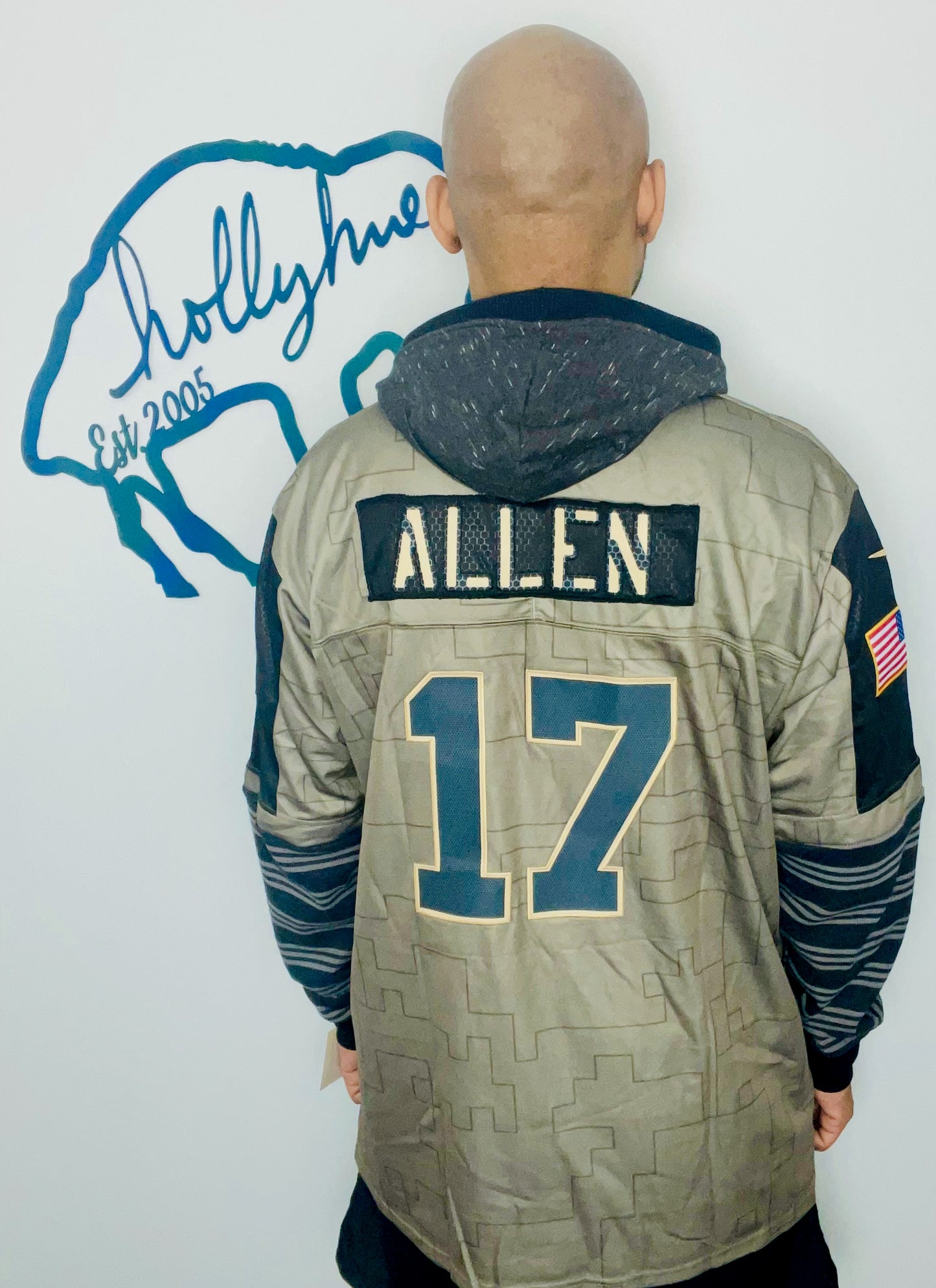 Salute to Service Khaki #17 Allen Jersey Hoodie Size- Unisex XL
