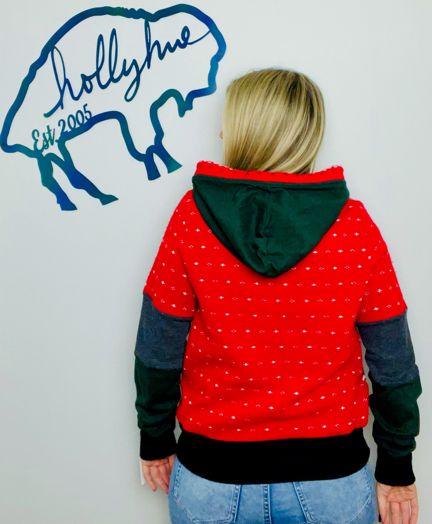 Ugly Teddybear Buffalo Sweater Hoodie Size- Women's M/L