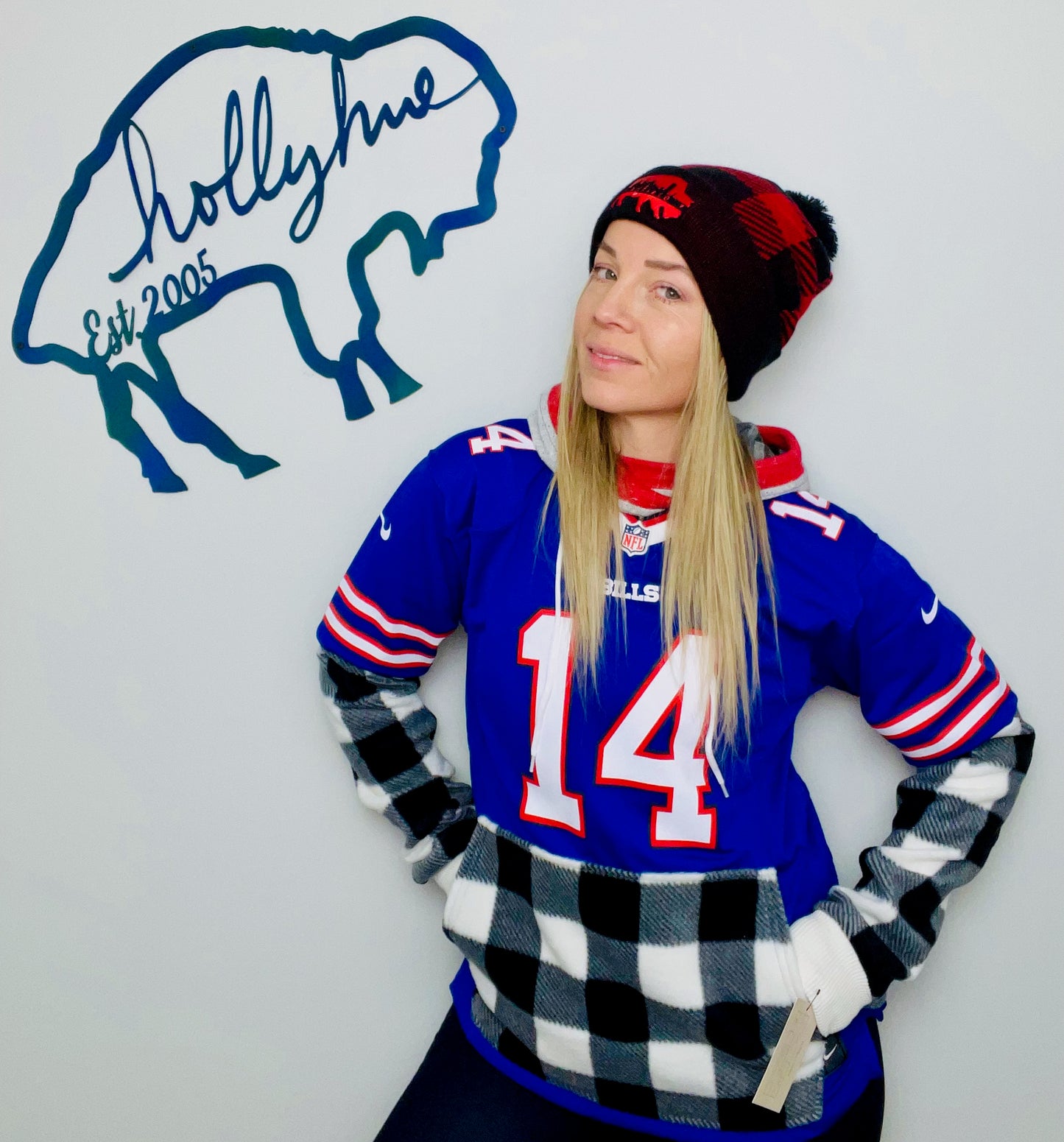 Blue Diggs #14 Plaid Jersey Hoodie Size- Women's S