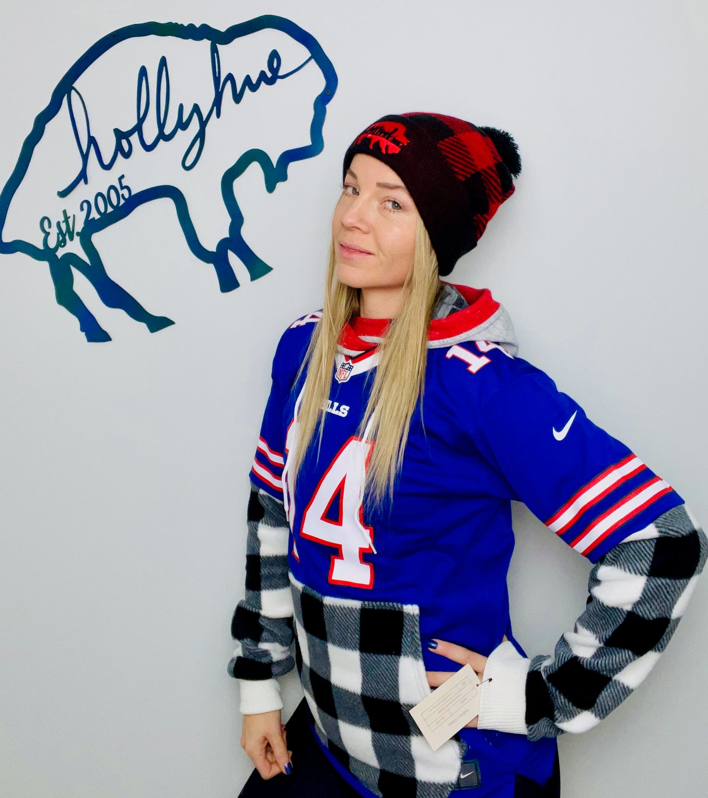 Blue Diggs #14 Plaid Jersey Hoodie Size- Women's S