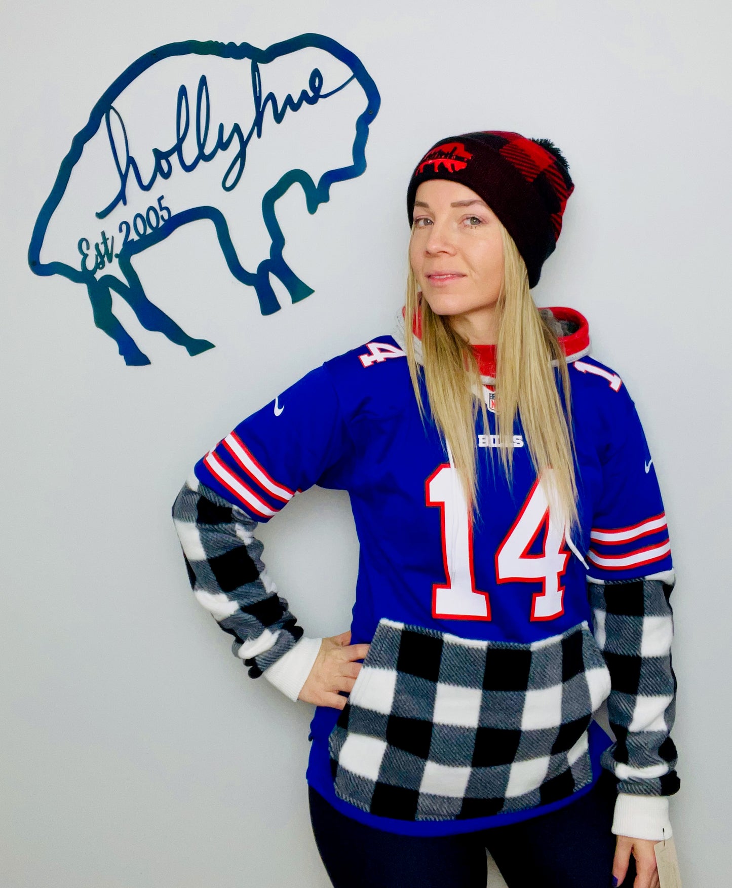 Blue Diggs #14 Plaid Jersey Hoodie Size- Women's S