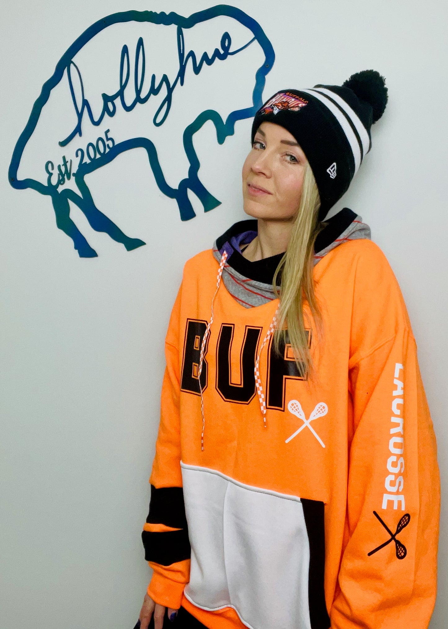 Orange BUF Lacrosse Hoodie Size-Unisex XL/2X