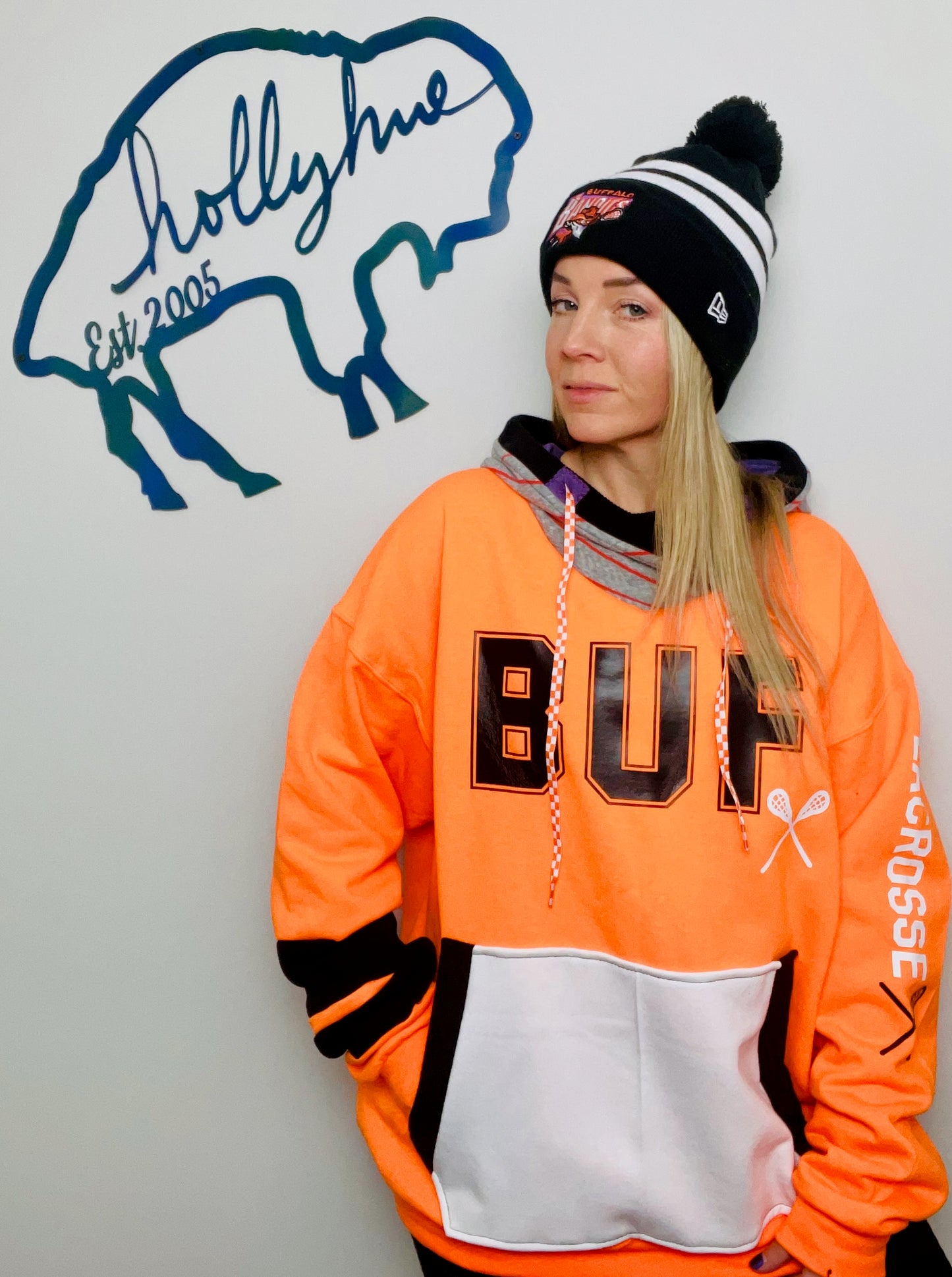 Orange BUF Lacrosse Hoodie Size-Unisex XL/2X