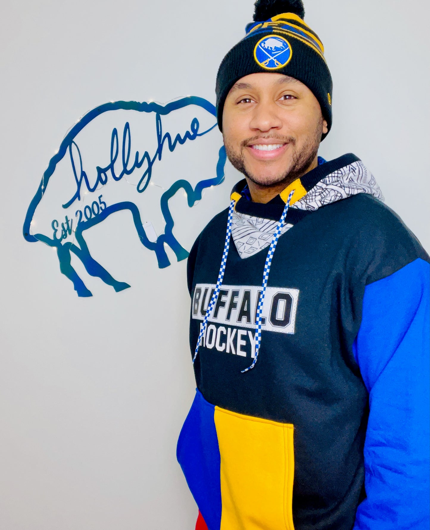 90's Color-Block Buffalo Hockey Hoodie Size- Unisex M/L