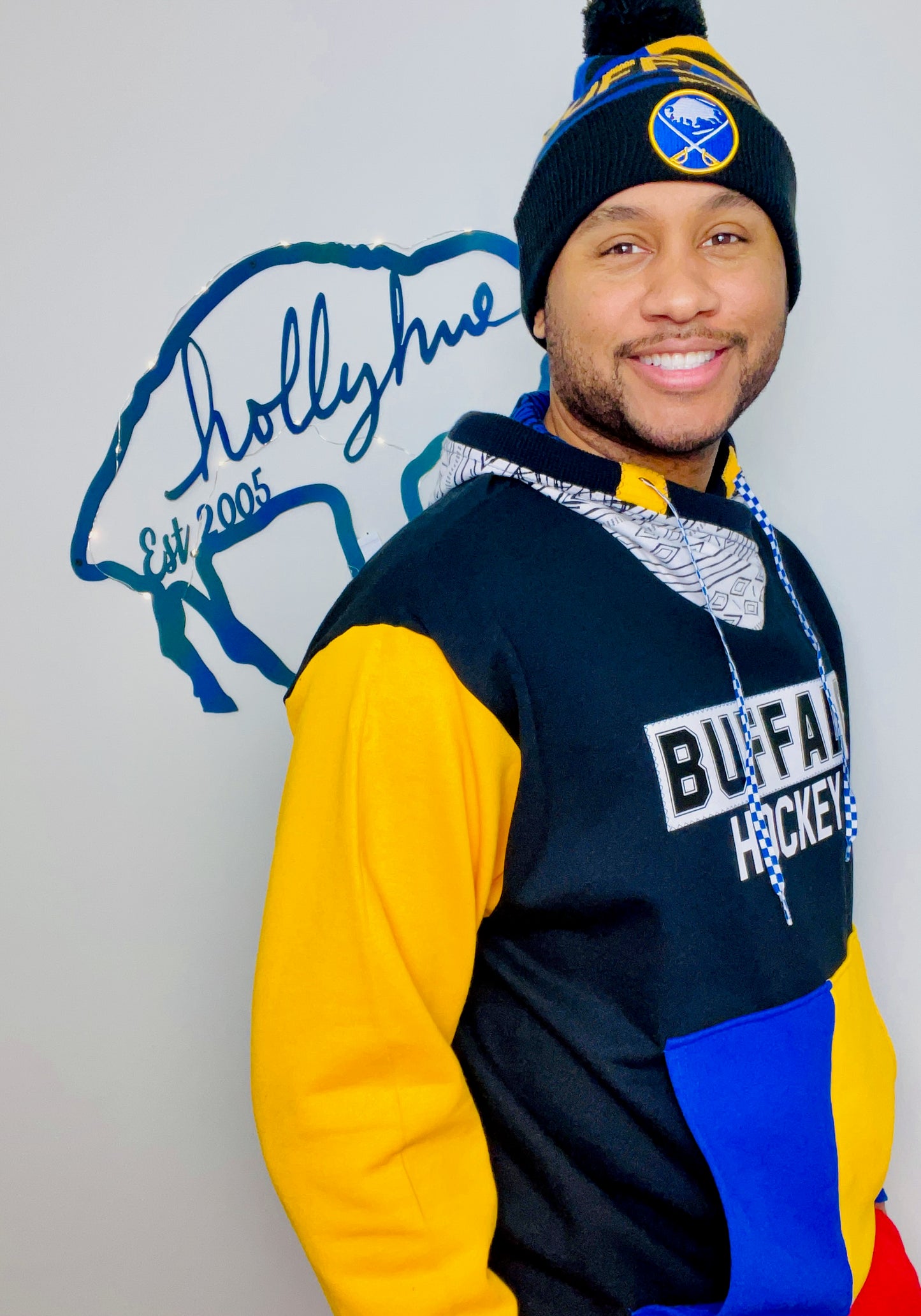 90's Color-Block Buffalo Hockey Hoodie Size- Unisex M/L