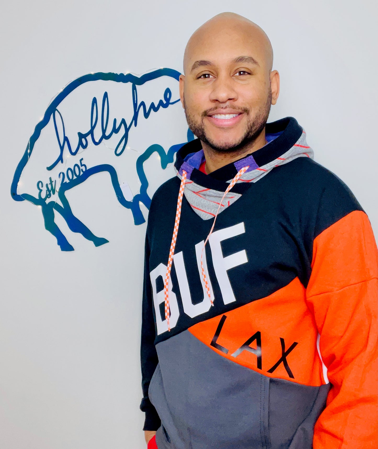 90's Diagonal Color-Block Buffalo Lacrosse Hoodie Size- Unisex M/L