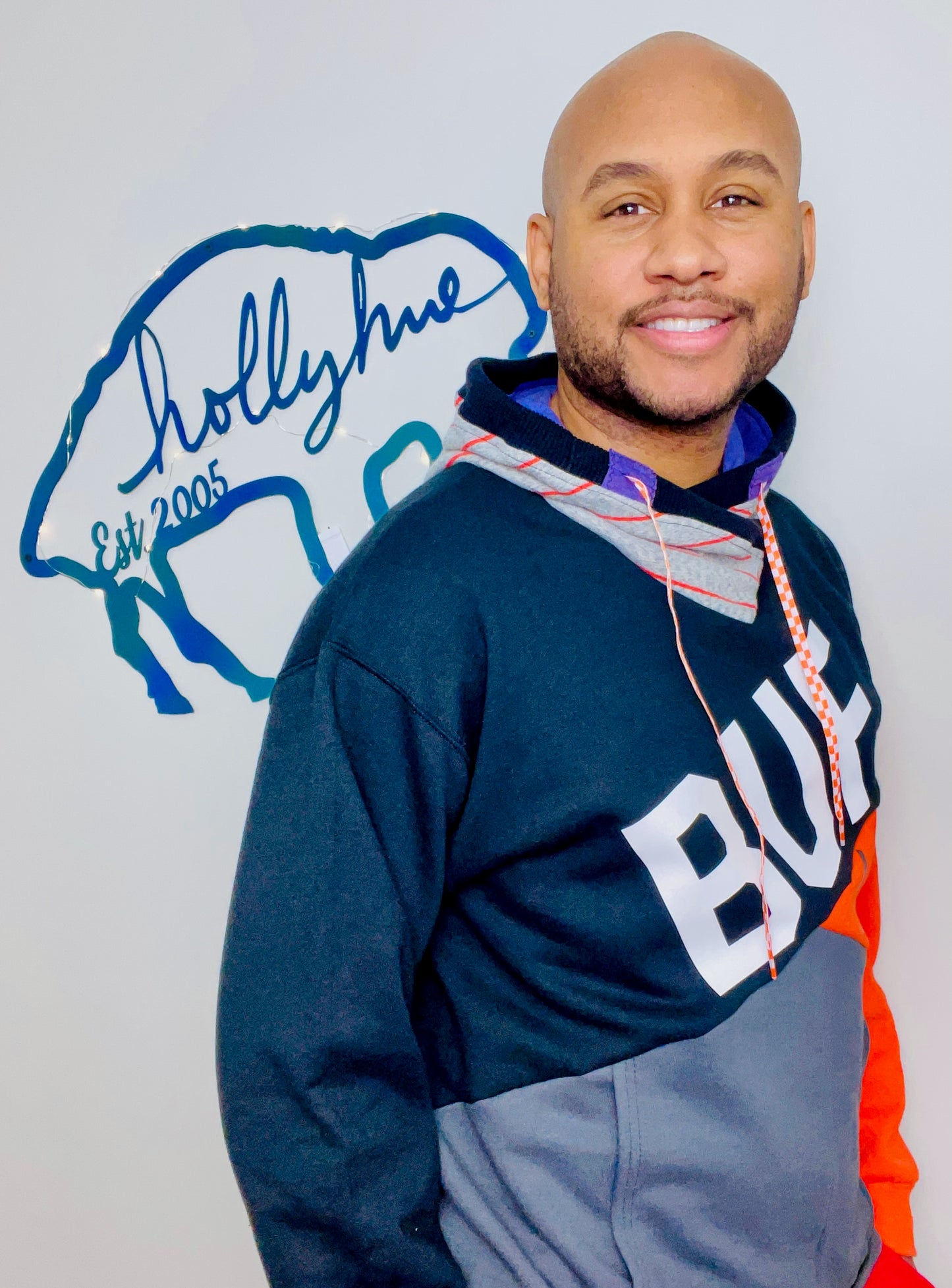 90's Diagonal Color-Block Buffalo Lacrosse Hoodie Size- Unisex M/L