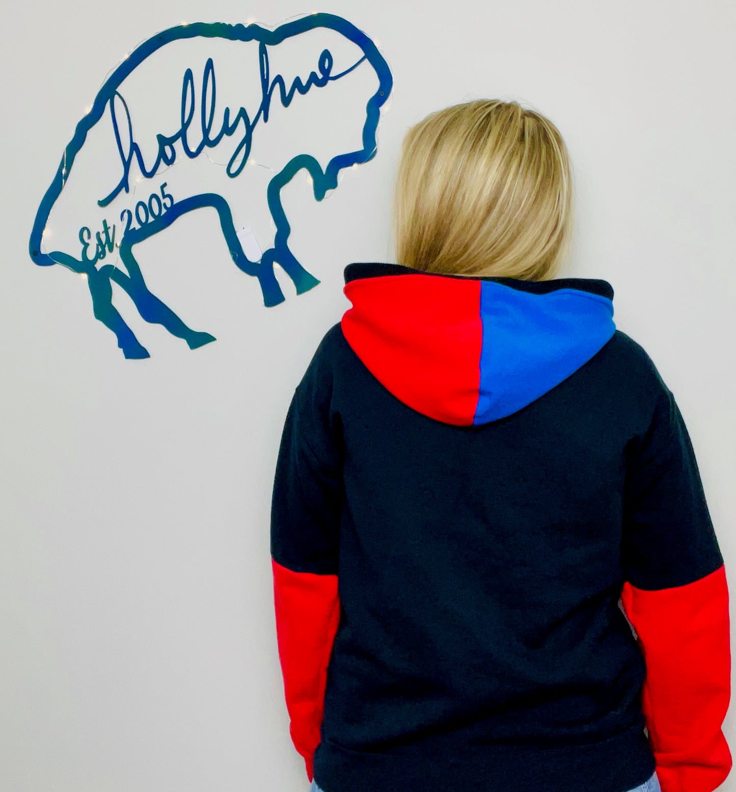 90's Color-Block Buffalo Football Hoodie Size- Women's S/M