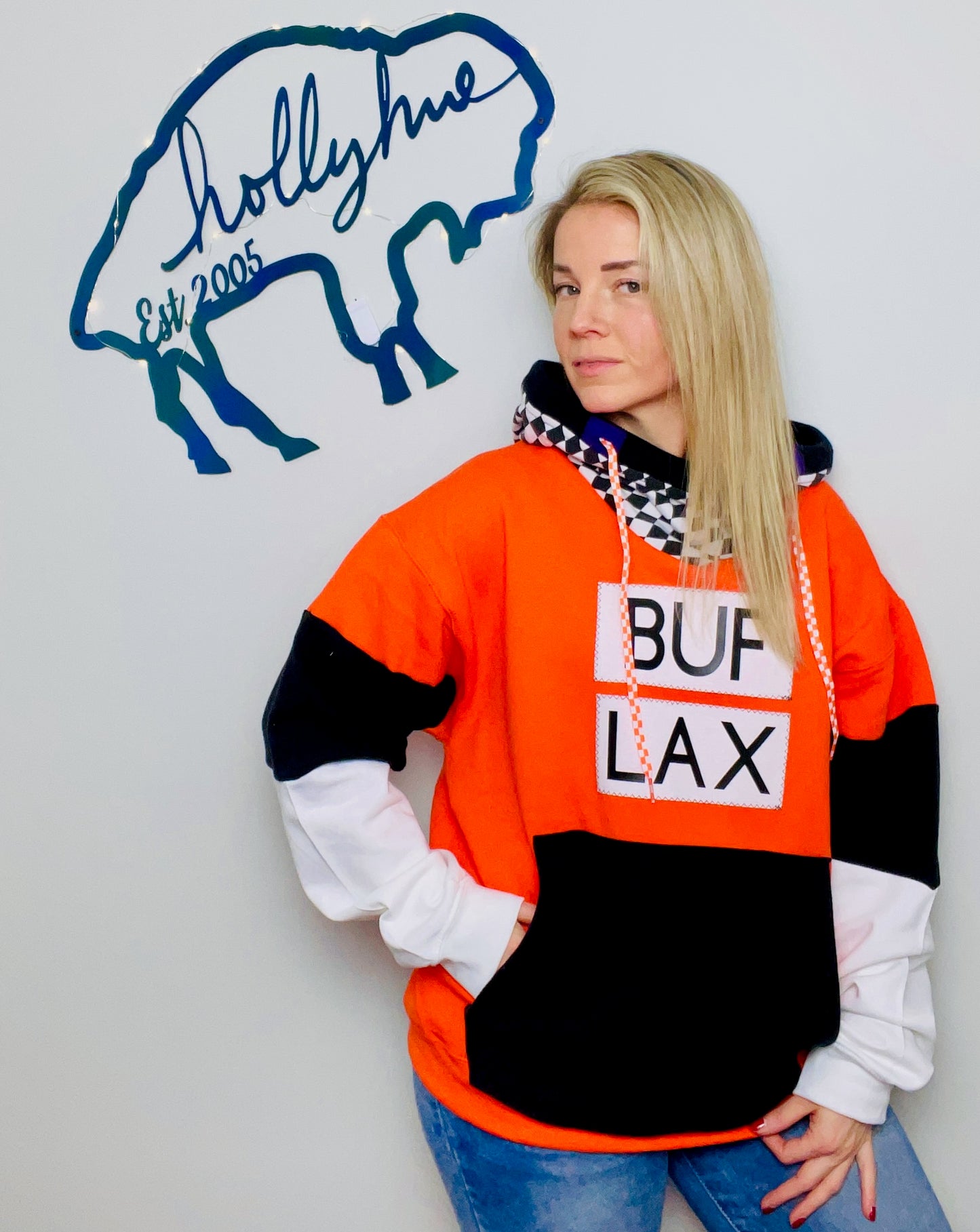 90's Color-Block BUF LAX Hoodie Size- Unisex M/L