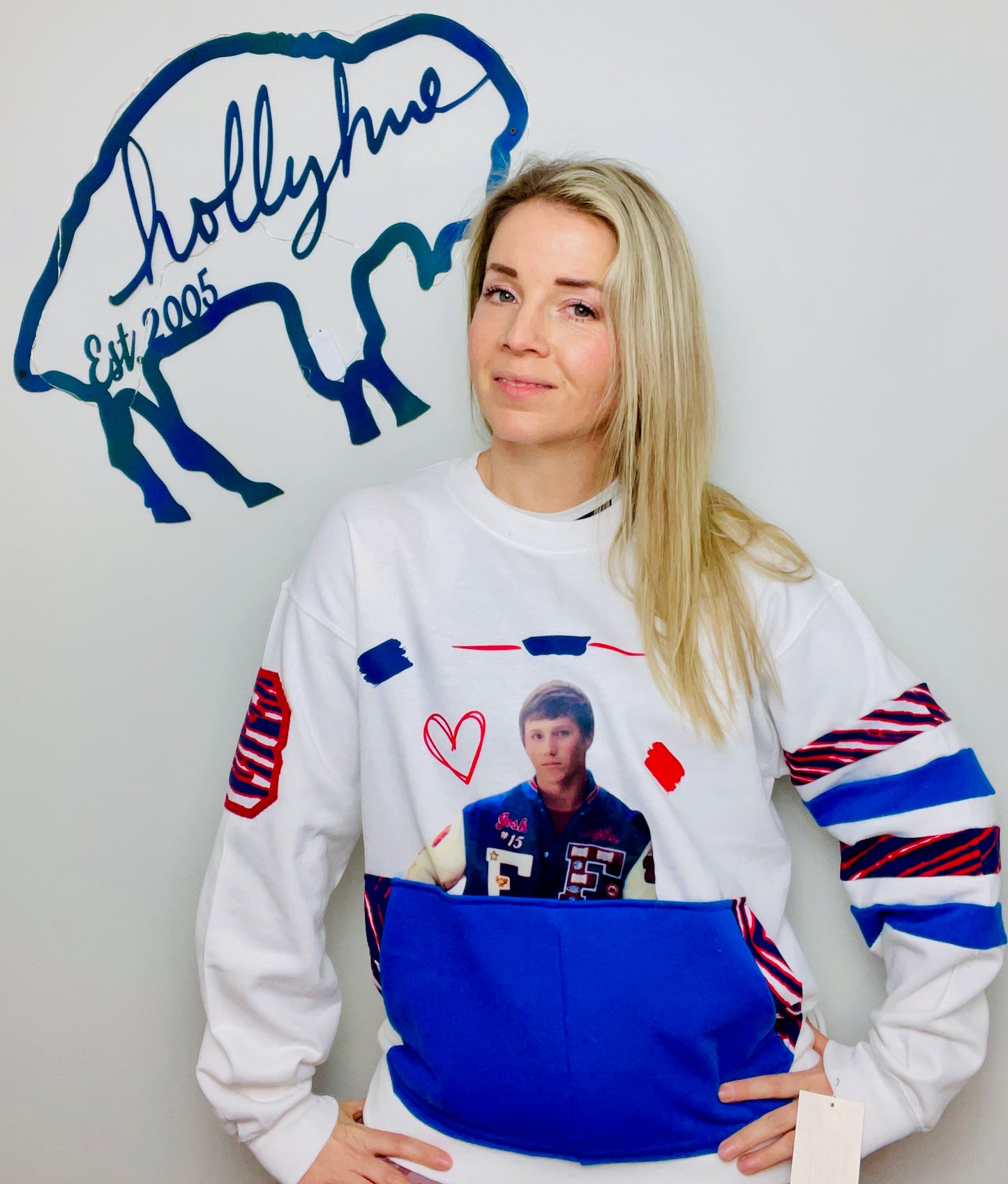 White Allen Varsity Buffalo Crewneck Size- Unisex M/L