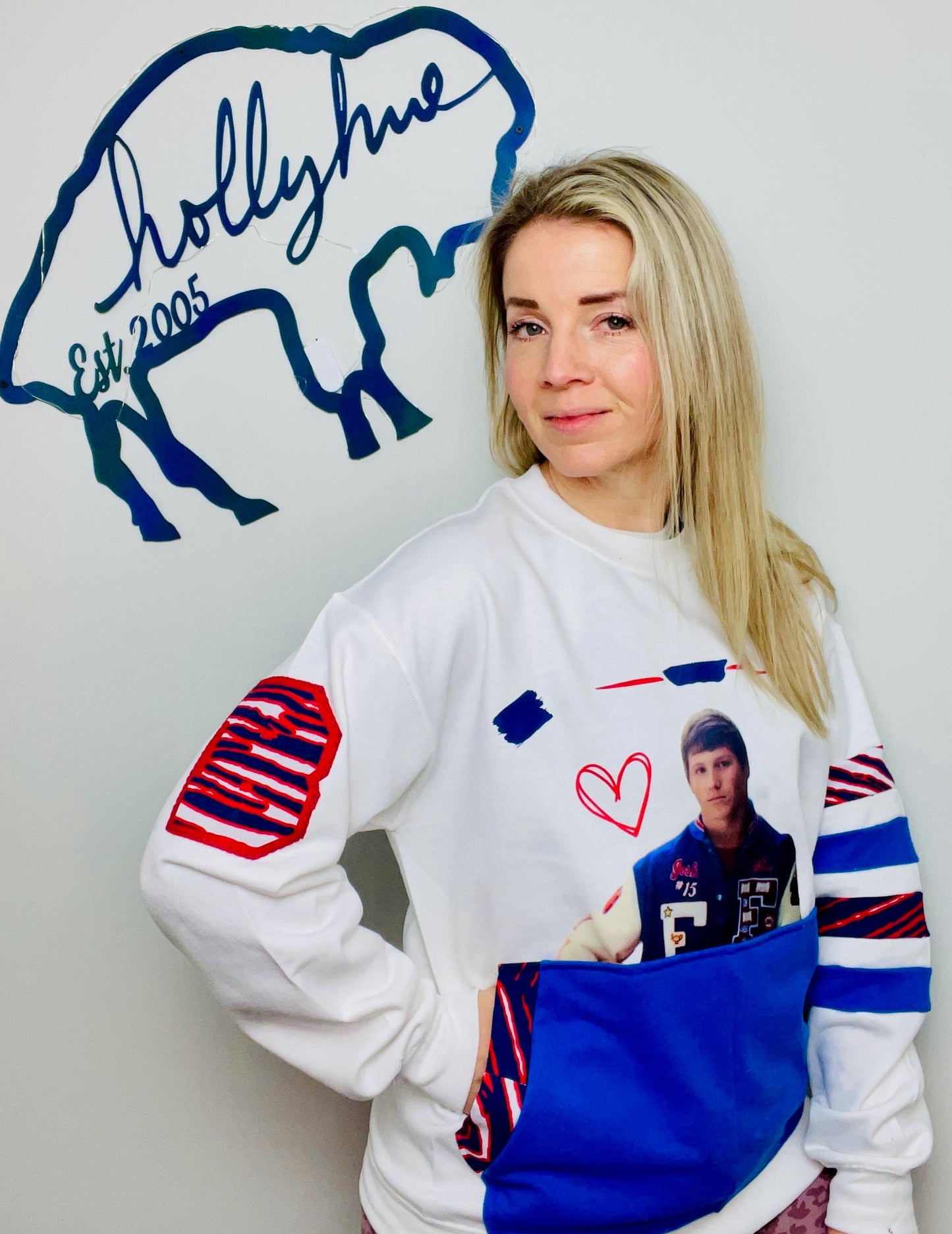 White Allen Varsity Buffalo Crewneck Size- Unisex M/L