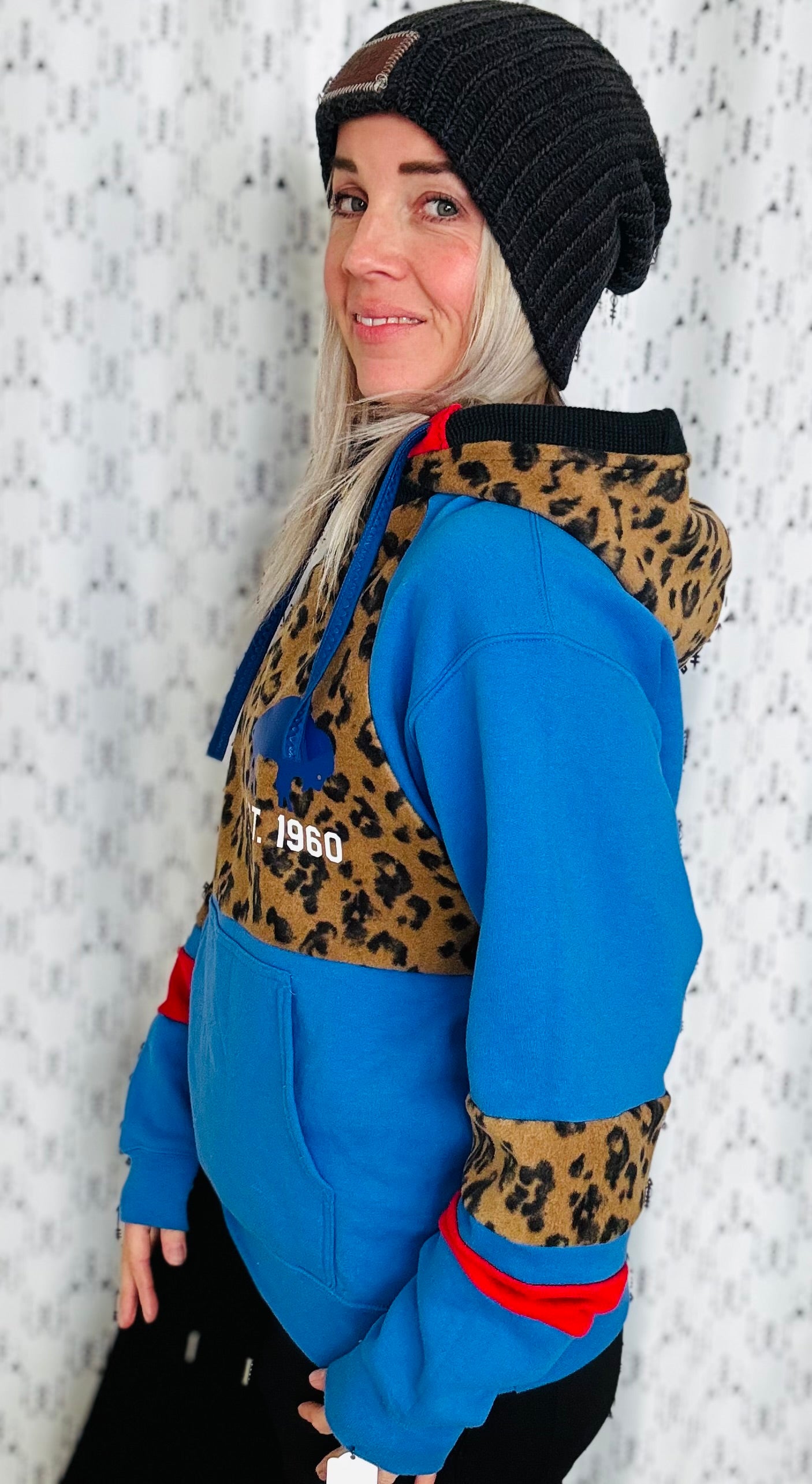 Blue & Leopard Buffalo Football Hoodie Women’s Size- M/L