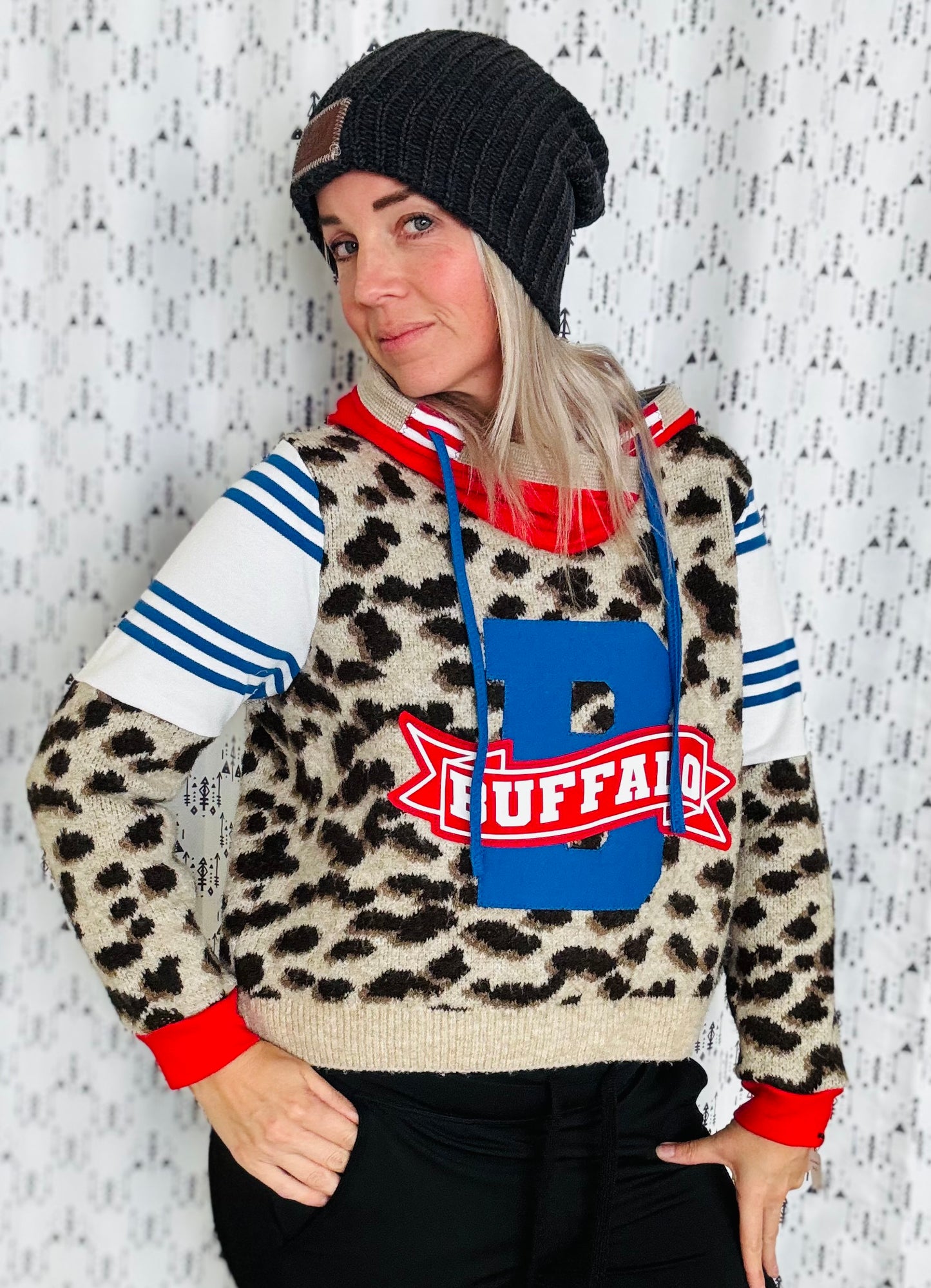 Leopard Buffalo Football Crop Hoodie Women’s Size- L/XL