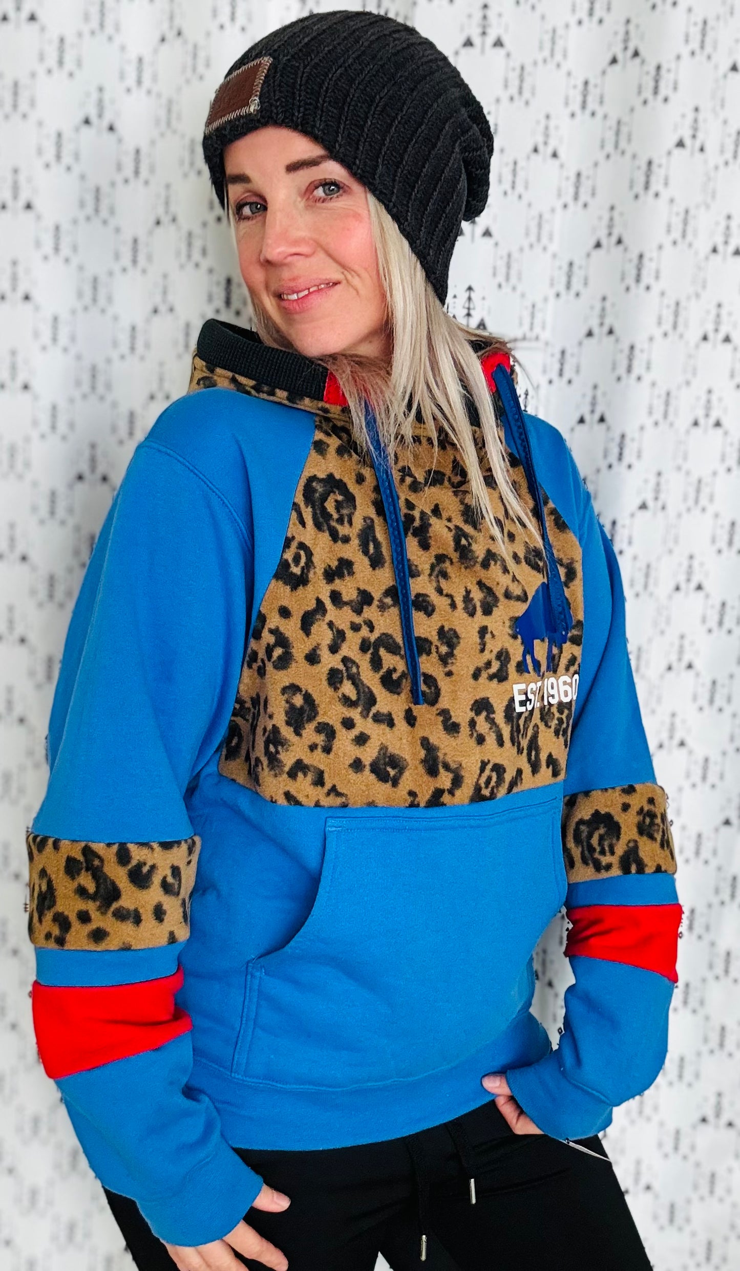 Blue & Leopard Buffalo Football Hoodie Women’s Size- M/L