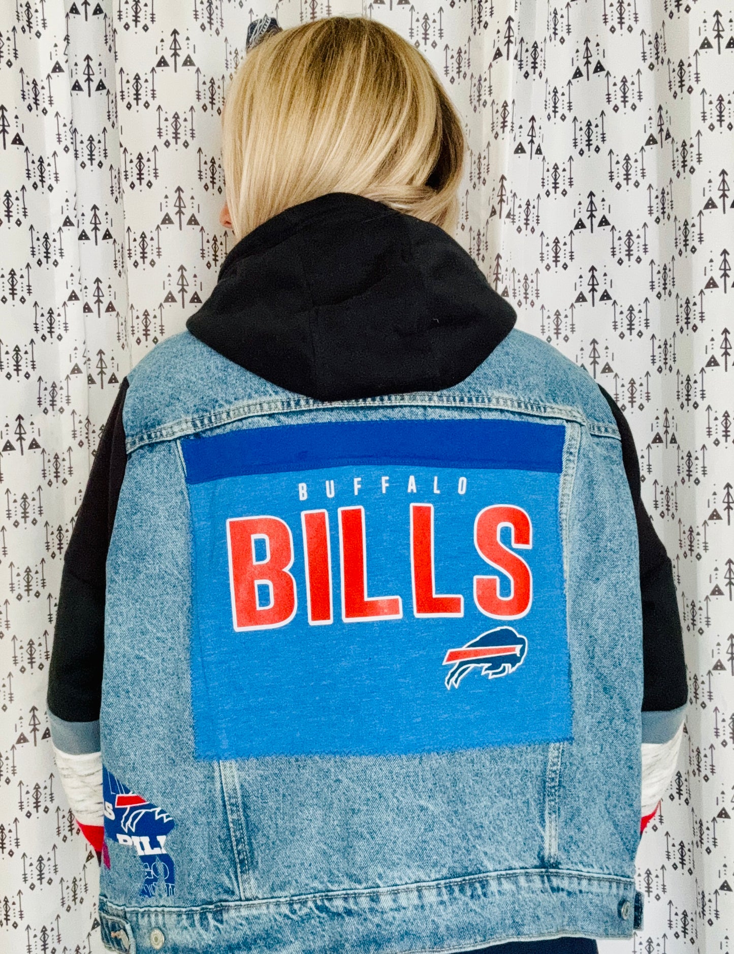 Blue Denim Buffalo Football Jacket Size- Unisex L/XL