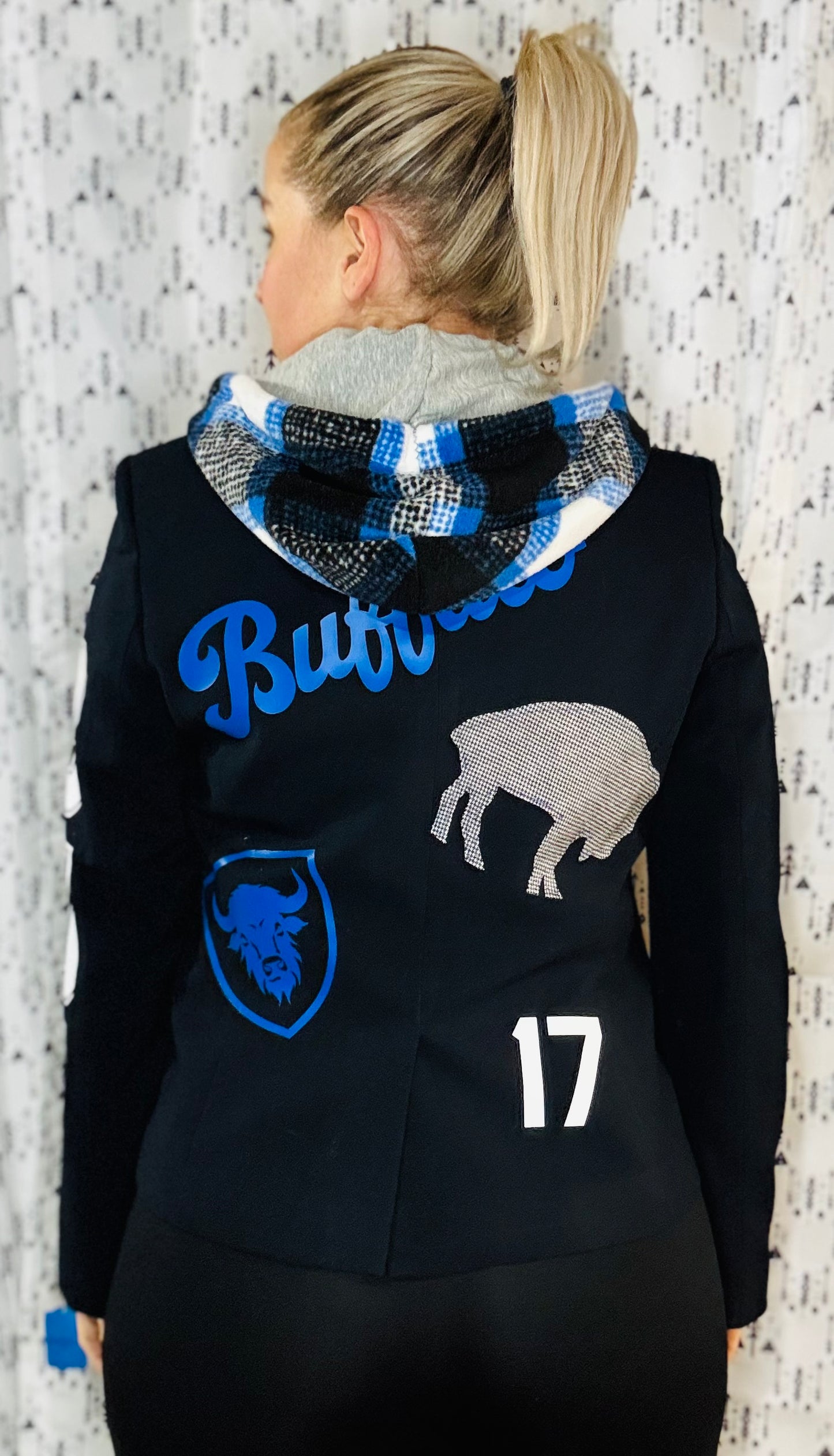 Black & Plaid Buffalo Football Blazer Size- Women's M/L