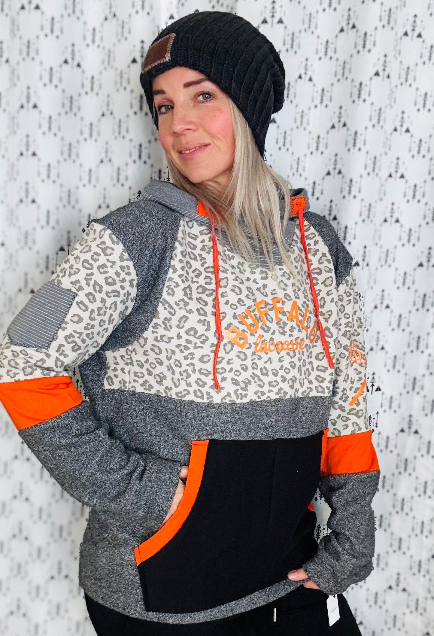 Grey Leopard Buffalo Lacrosse Hoodie Women’s Size- L/XL