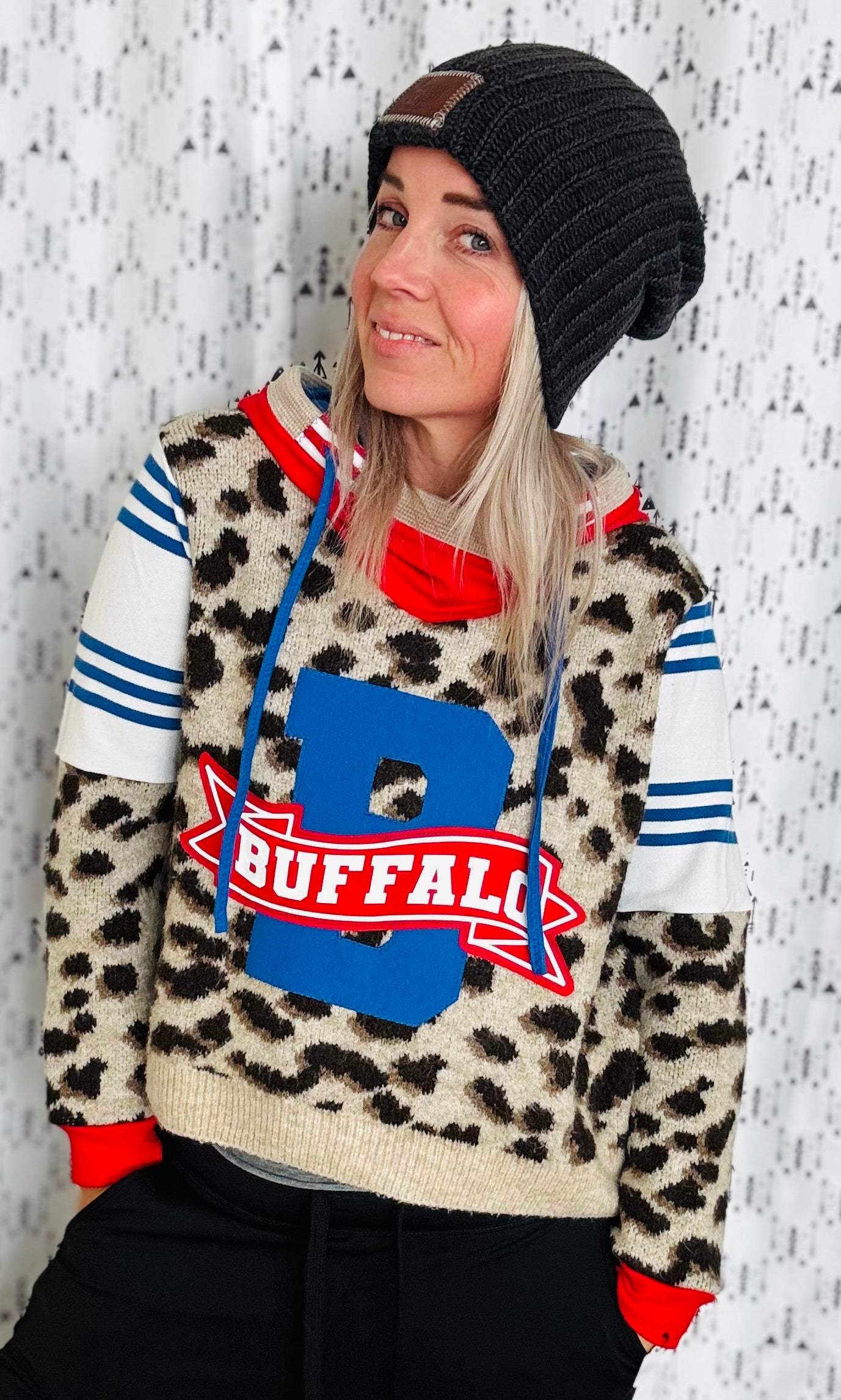 Leopard Buffalo Football Crop Hoodie Women’s Size- L/XL