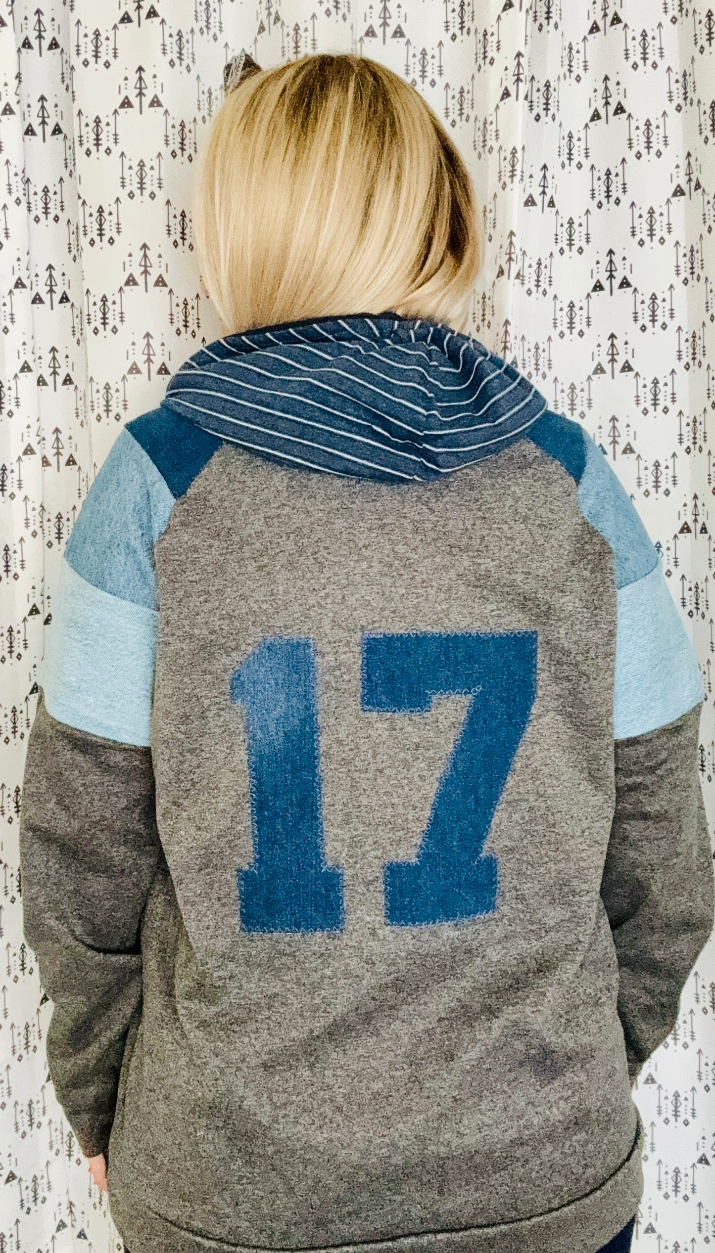 Grey &Denim #17 Buffalo Football Hoodie Size Unisex- M/L