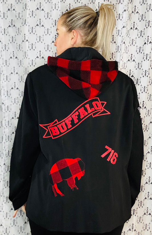 Black & Plaid Buffalo Football Blazer Size- Women's L/XL