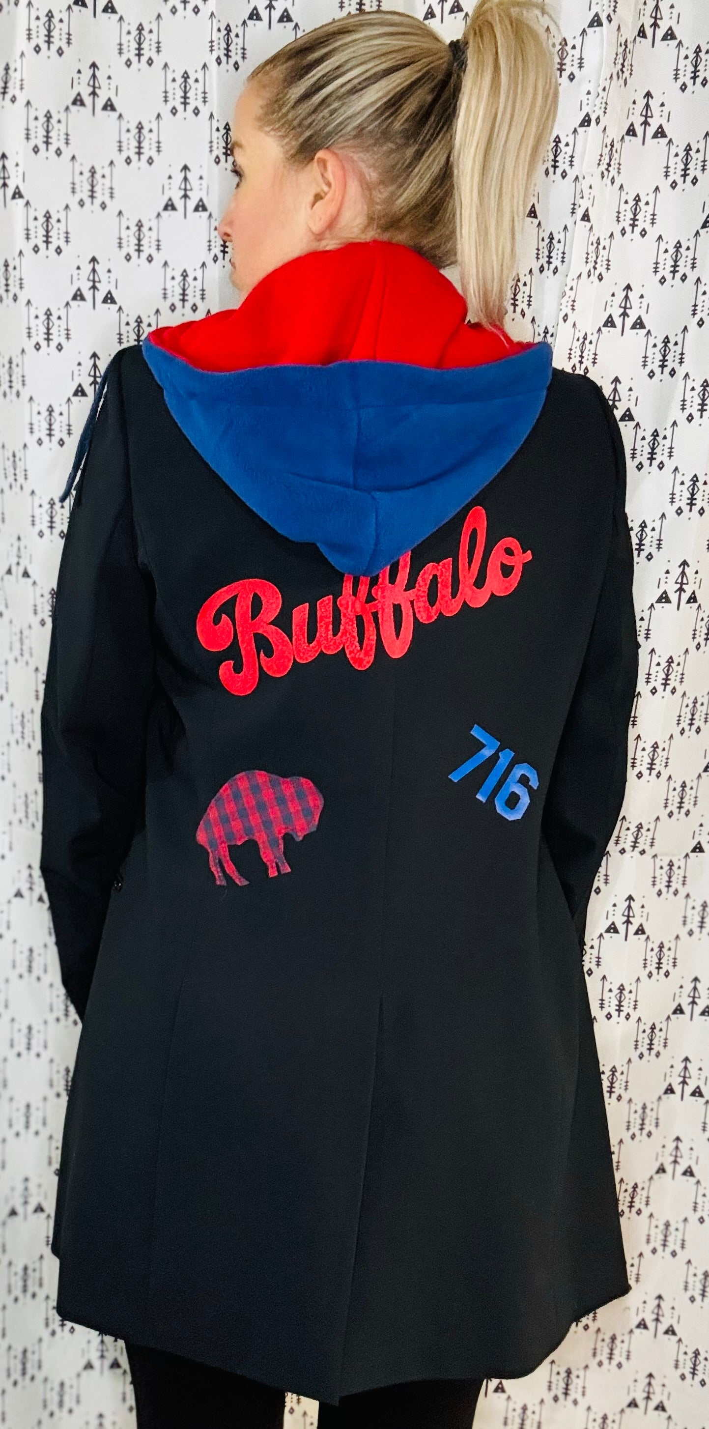 Black Buffalo Football Long Blazer Size- Women's S/M