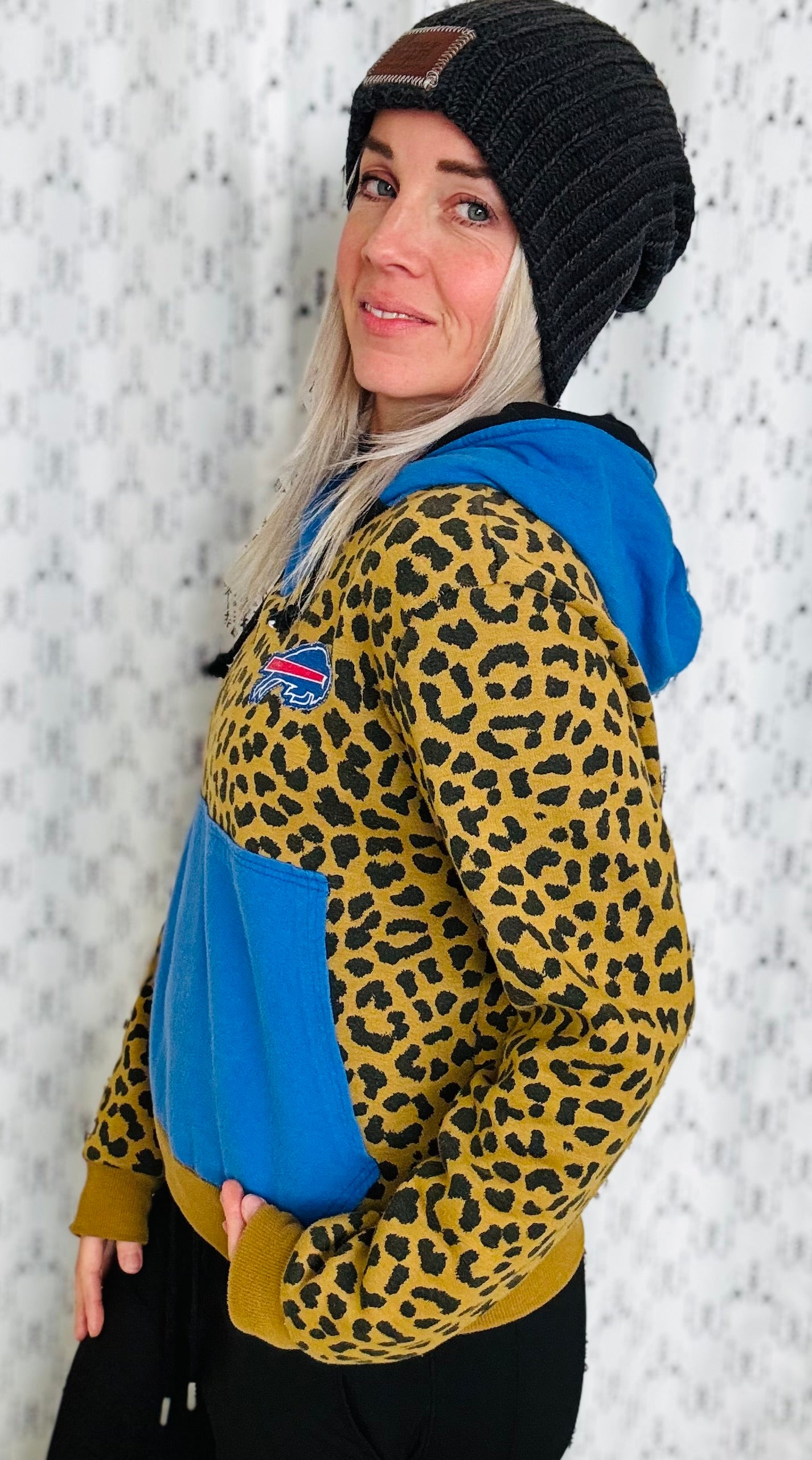 Leopard Buffalo Football Hoodie Women’s Size- M/L