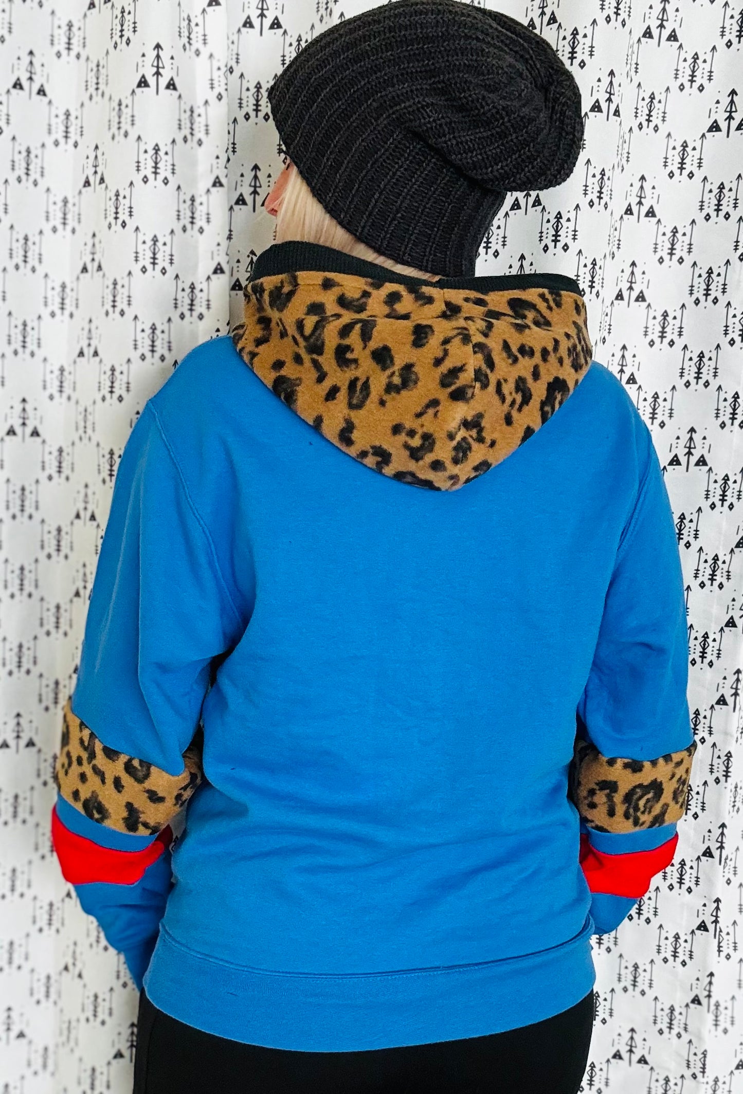 Blue & Leopard Buffalo Football Hoodie Women’s Size- M/L