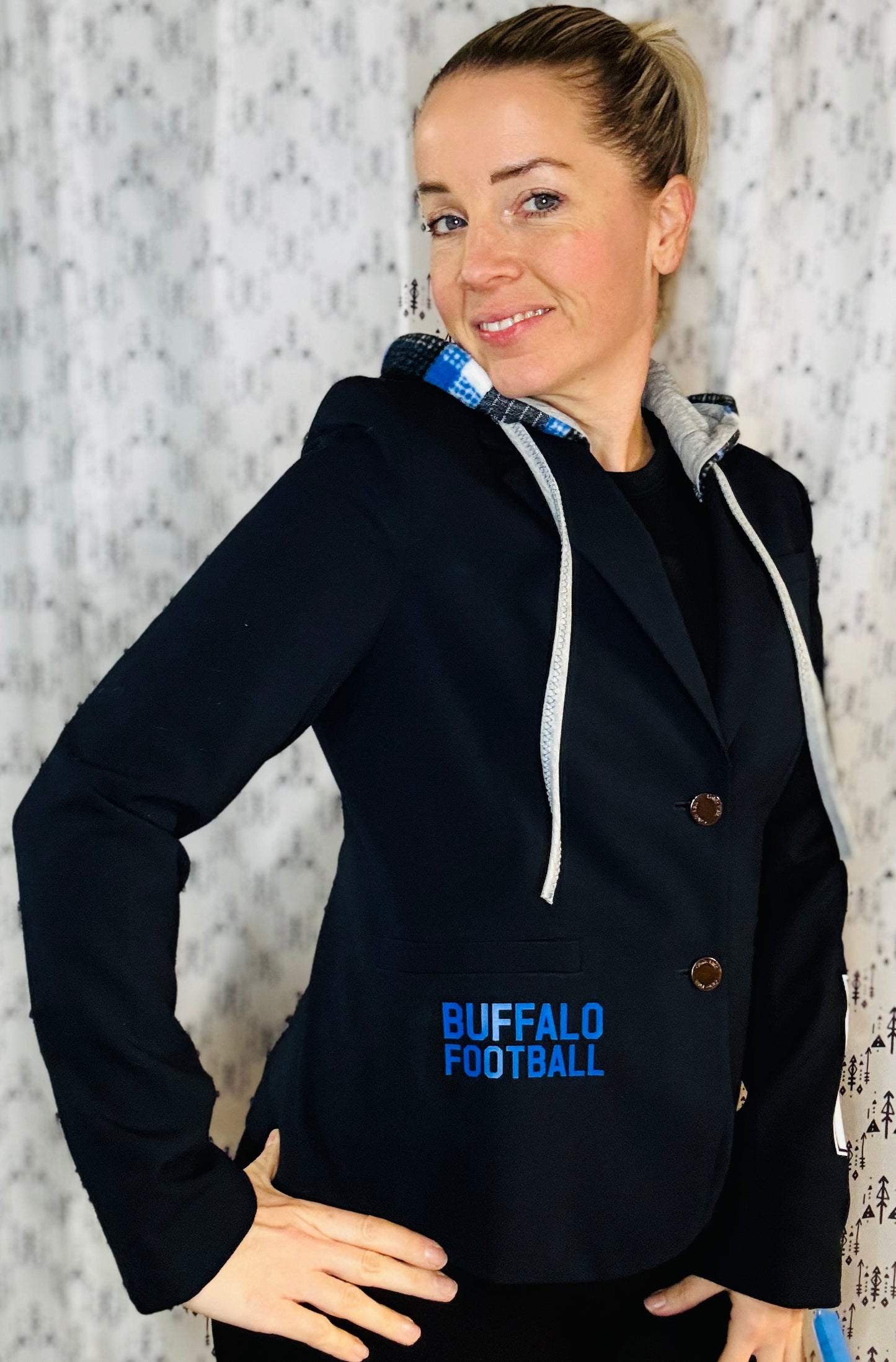 Black & Plaid Buffalo Football Blazer Size- Women's M/L