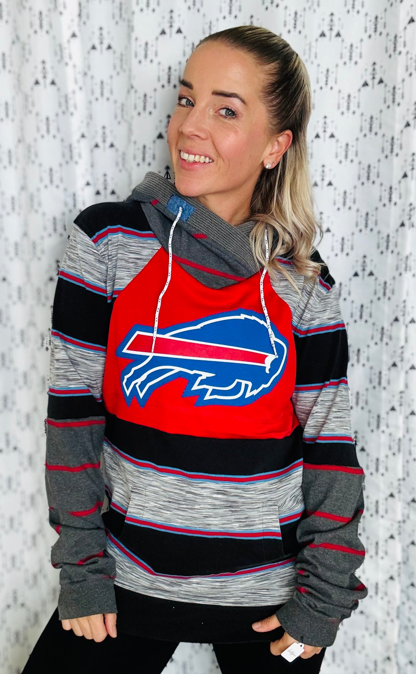 Striped Buffalo Hoodie Size- Unisex S/M